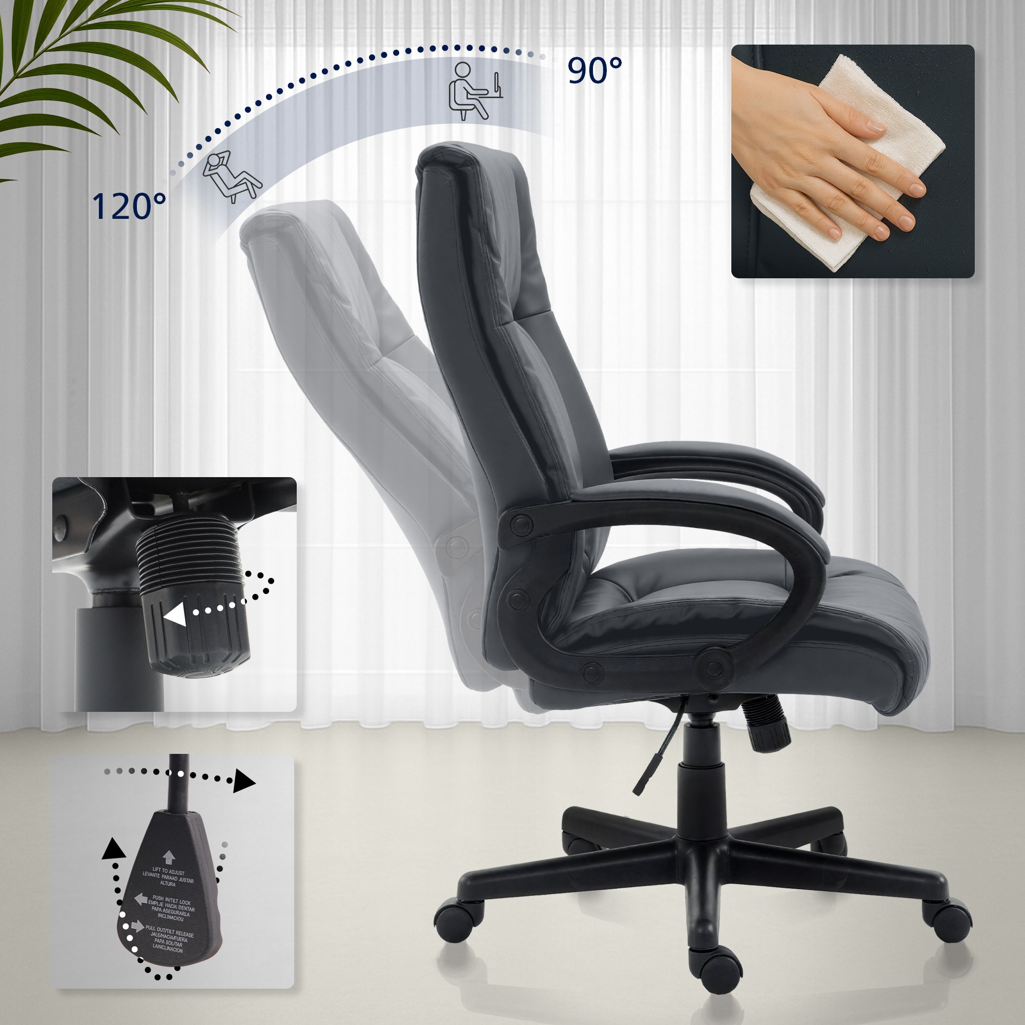 Bürostuhl XL Sparta Kunstleder, grau