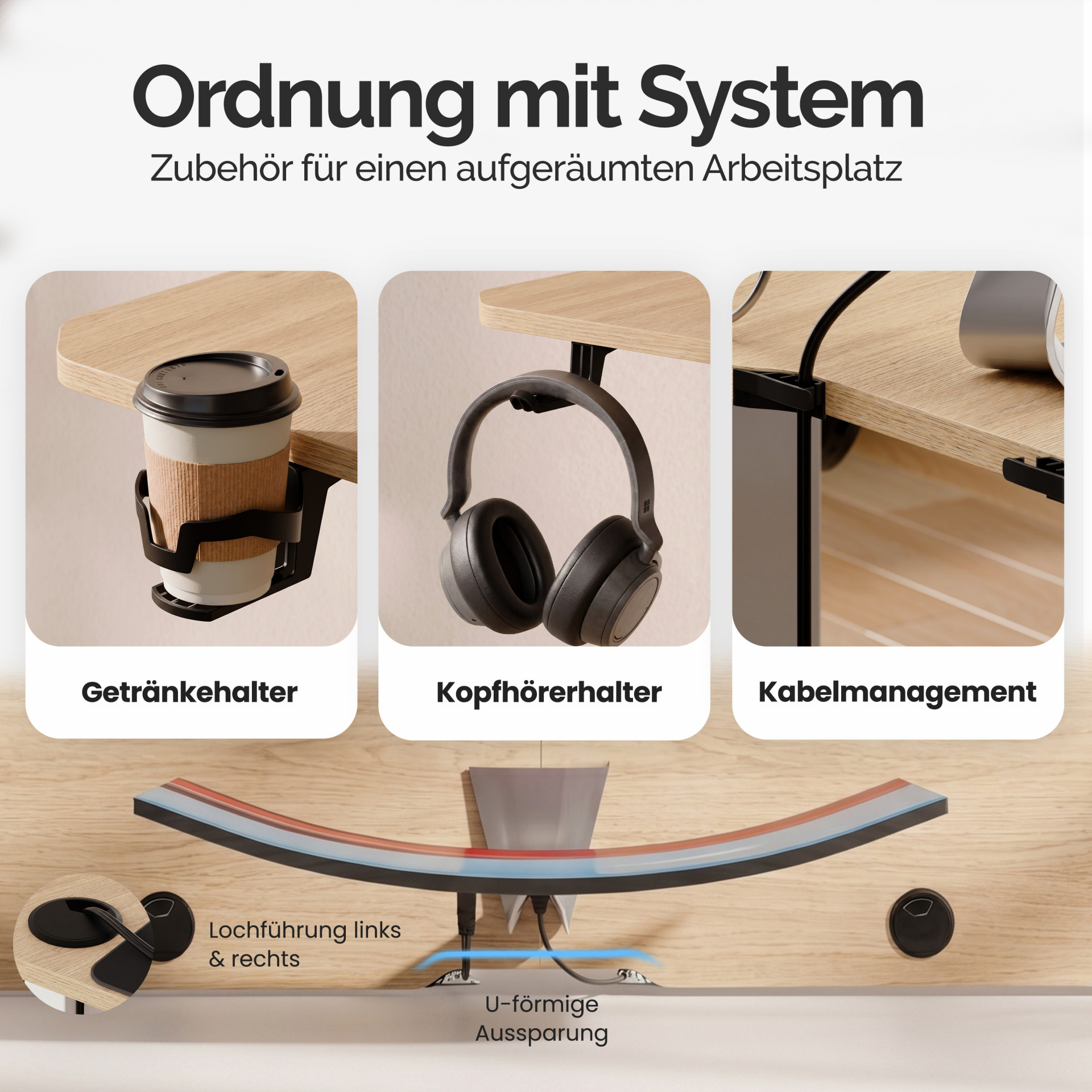 Höhenverstellbarer Schreibtisch Beige 140x60x73-118cm