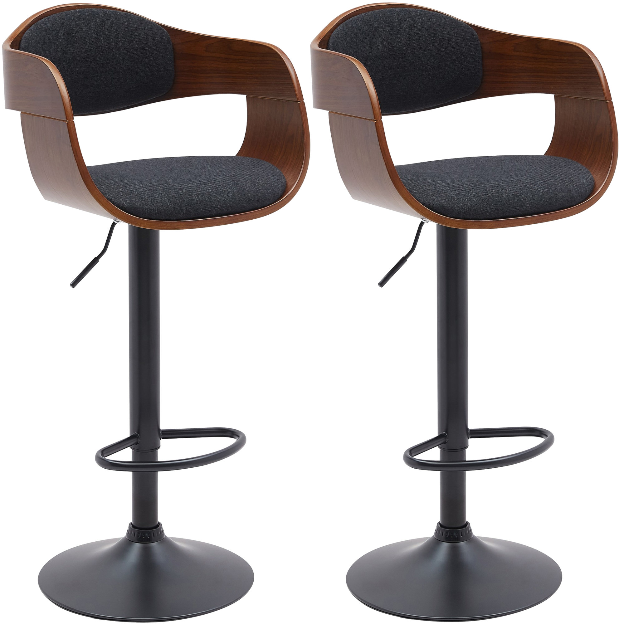 2er Set Barhocker Kingston B Stoff, walnuss/schwarz
