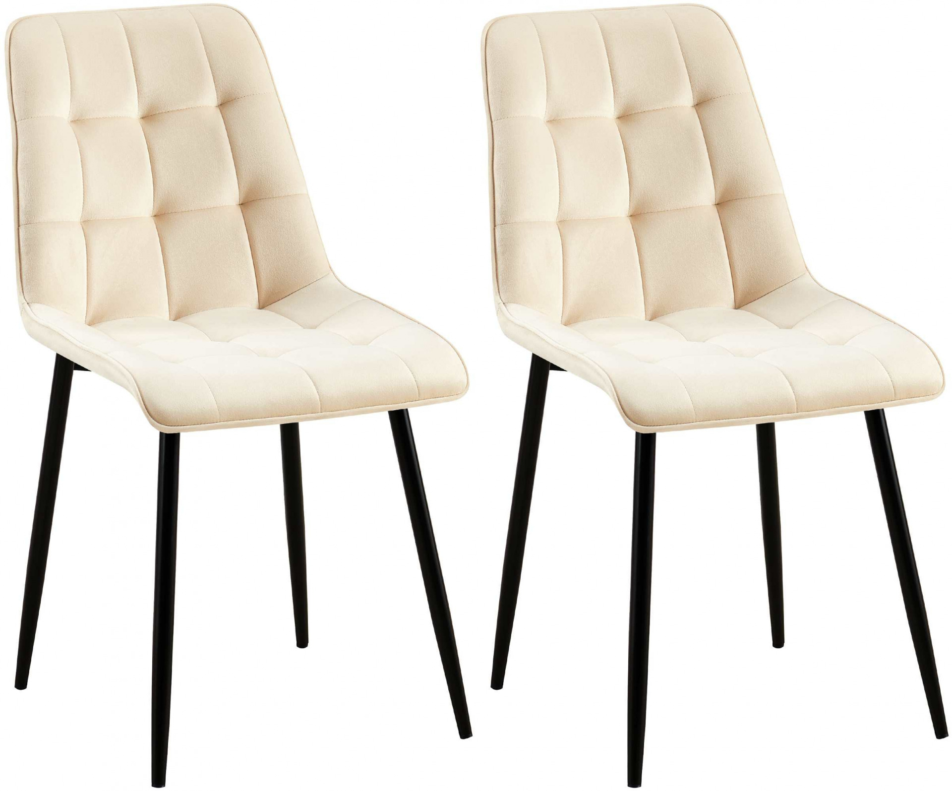 2er Set Esszimmerstuhl Gifford Samt, creme