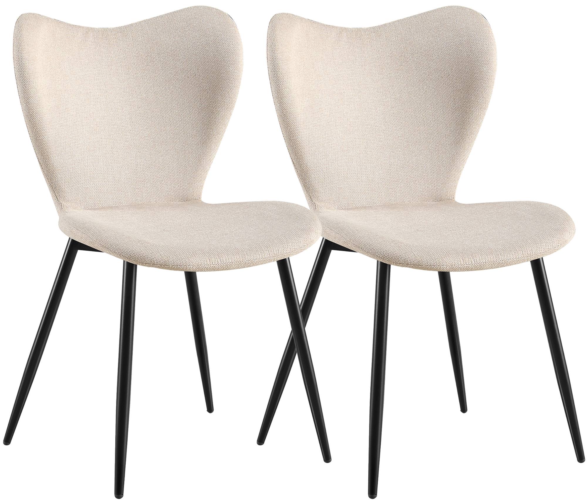 2er Set Esszimmerstuhl Maika Stoff, creme