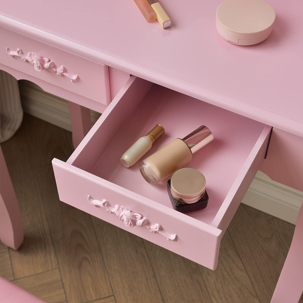 Schminktisch mit Spiegel und LED-Beleuchtung ROSY Rosa