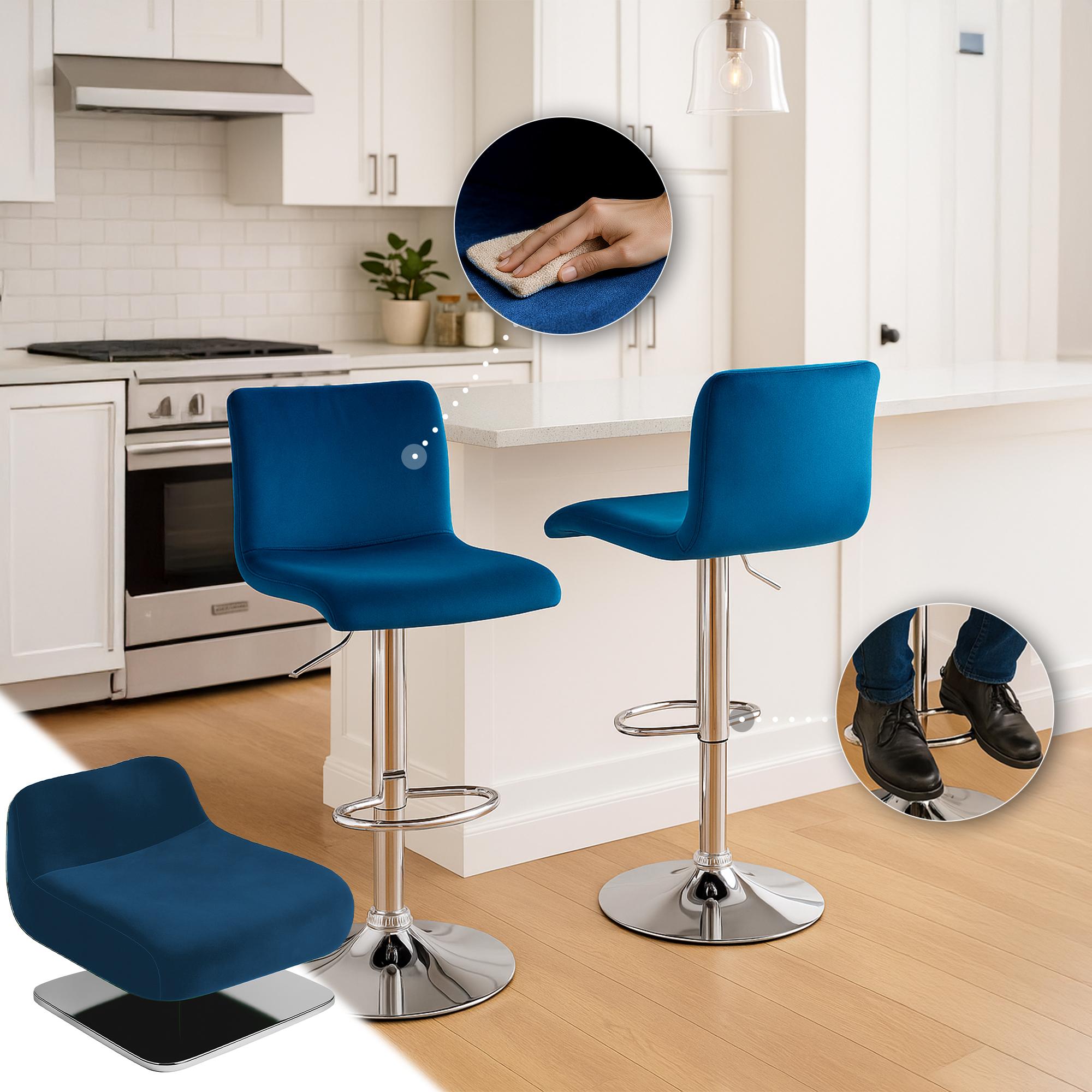 Barhocker Hoover Samt C, blau