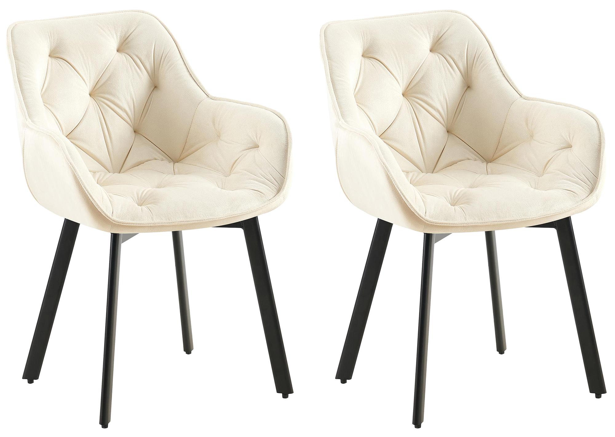 2er Set Esszimmerstuhl Antigo Samt, creme