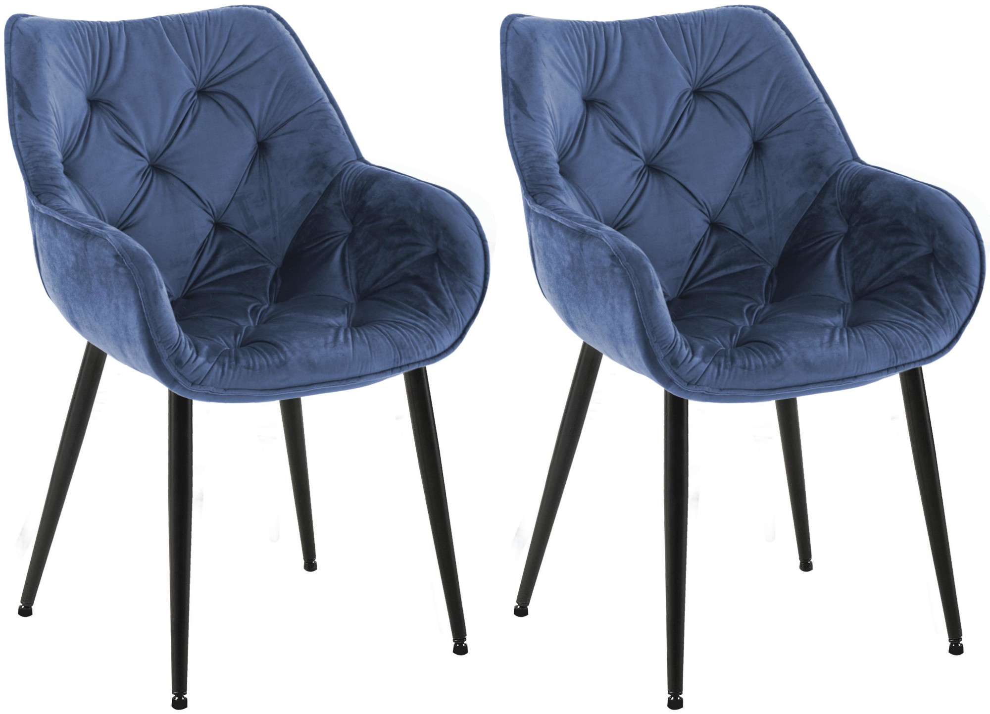 2er Set Stuhl Tanna Samt, blau