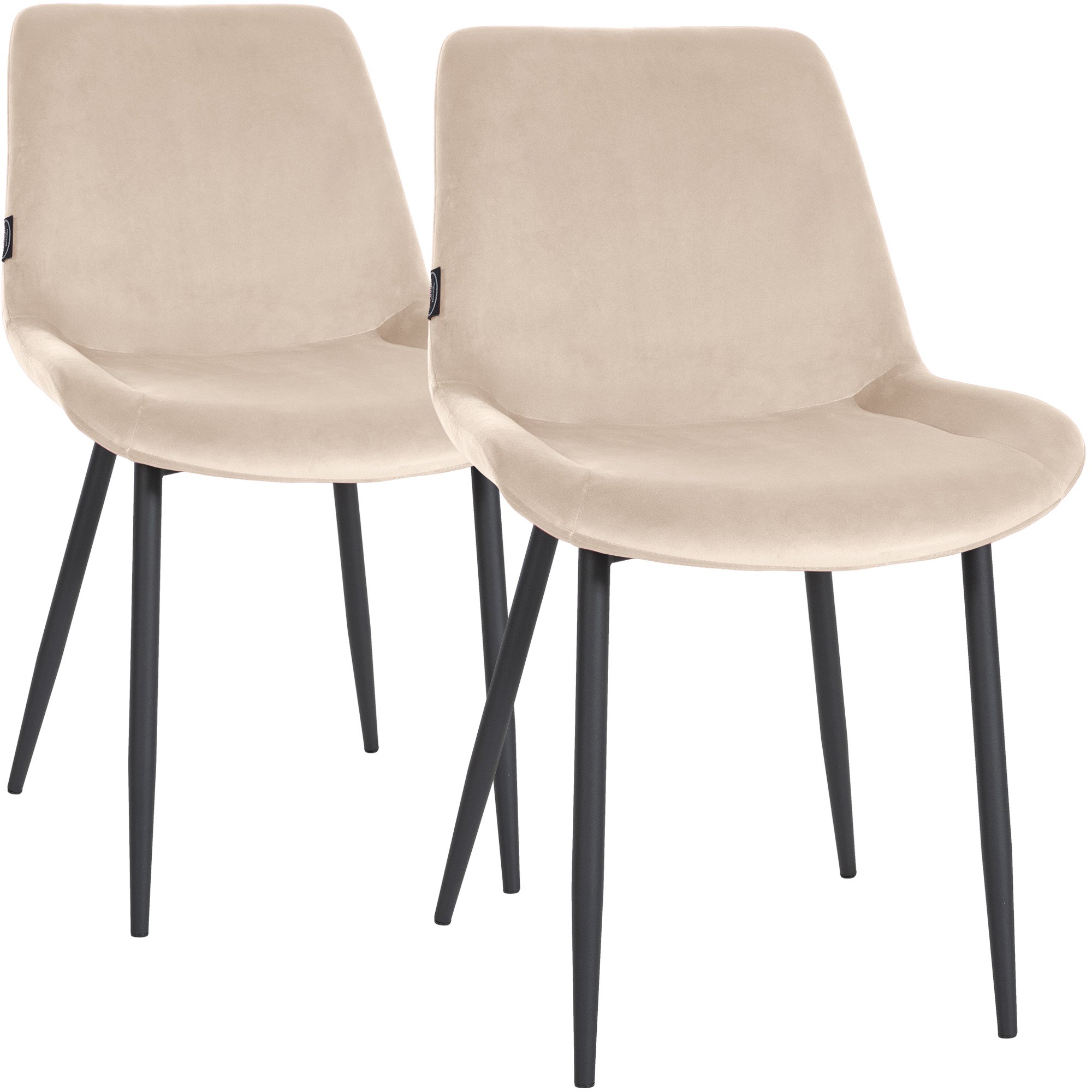 2er Set Esszimmerstühle Victoria Samt, creme