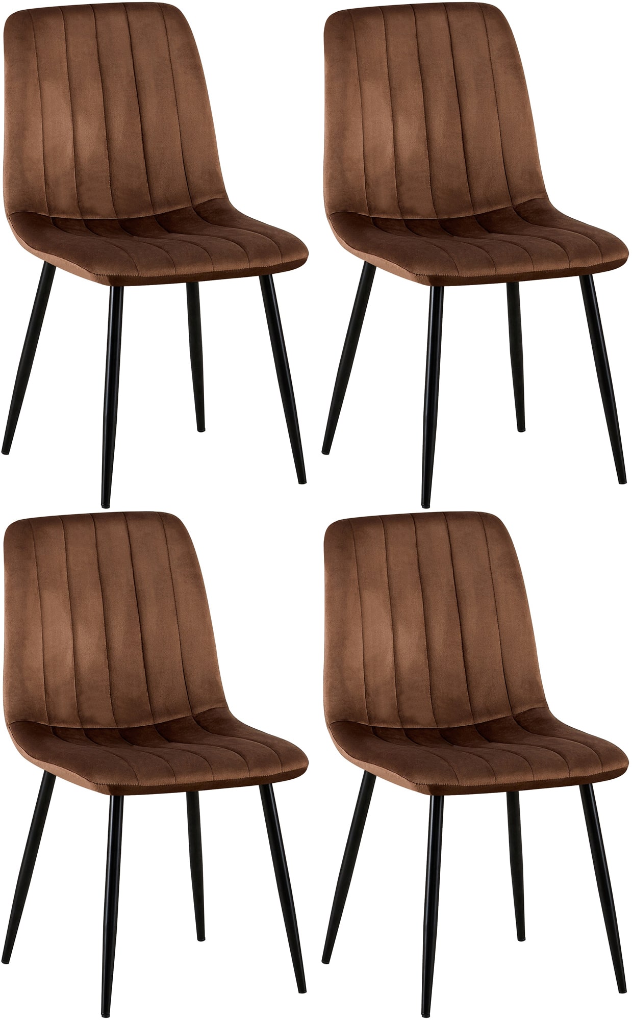 4er Set Stühle Dijon Samt, braun