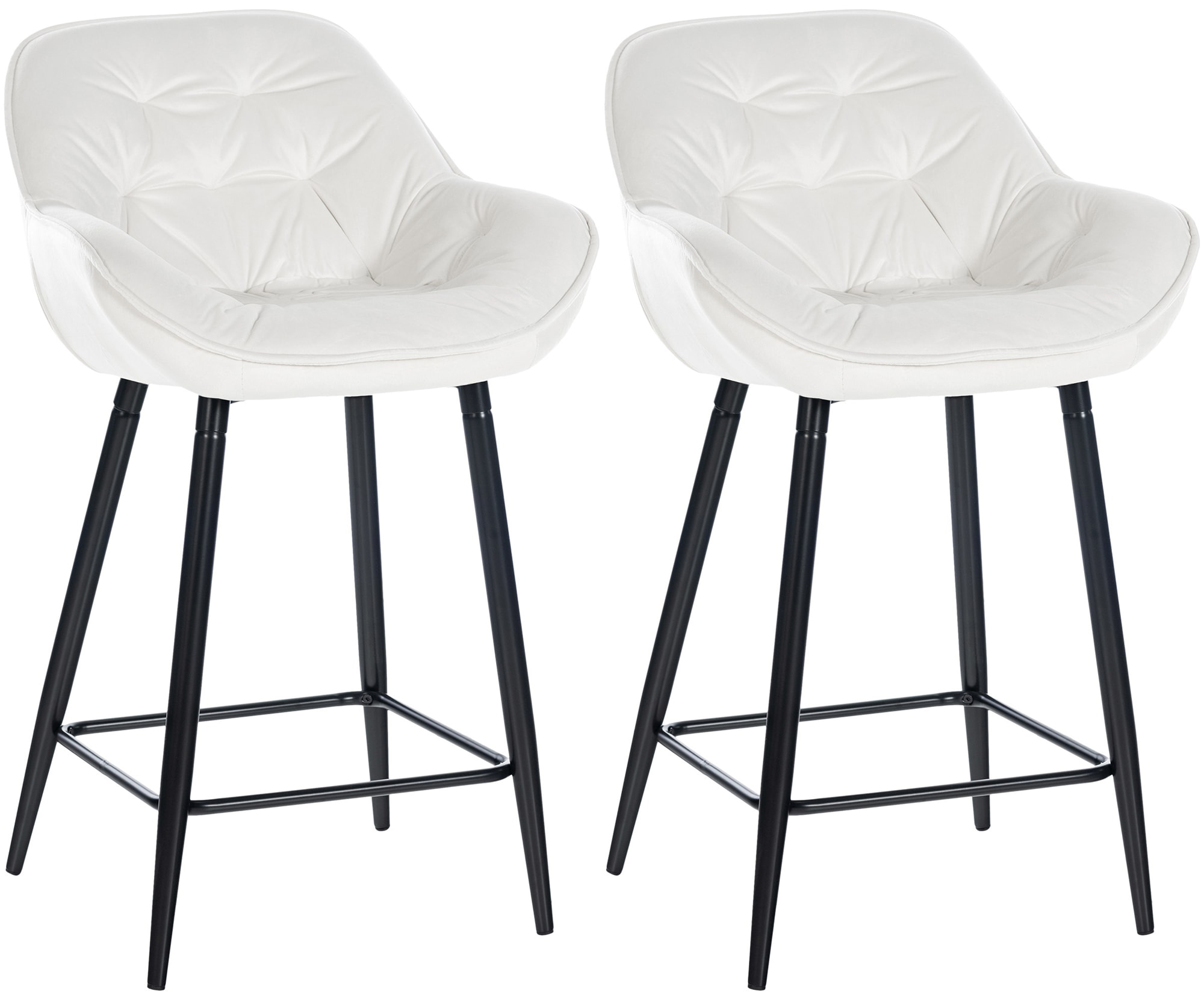 2er Set Barhocker Gibson 76 Samt, cremeweiß