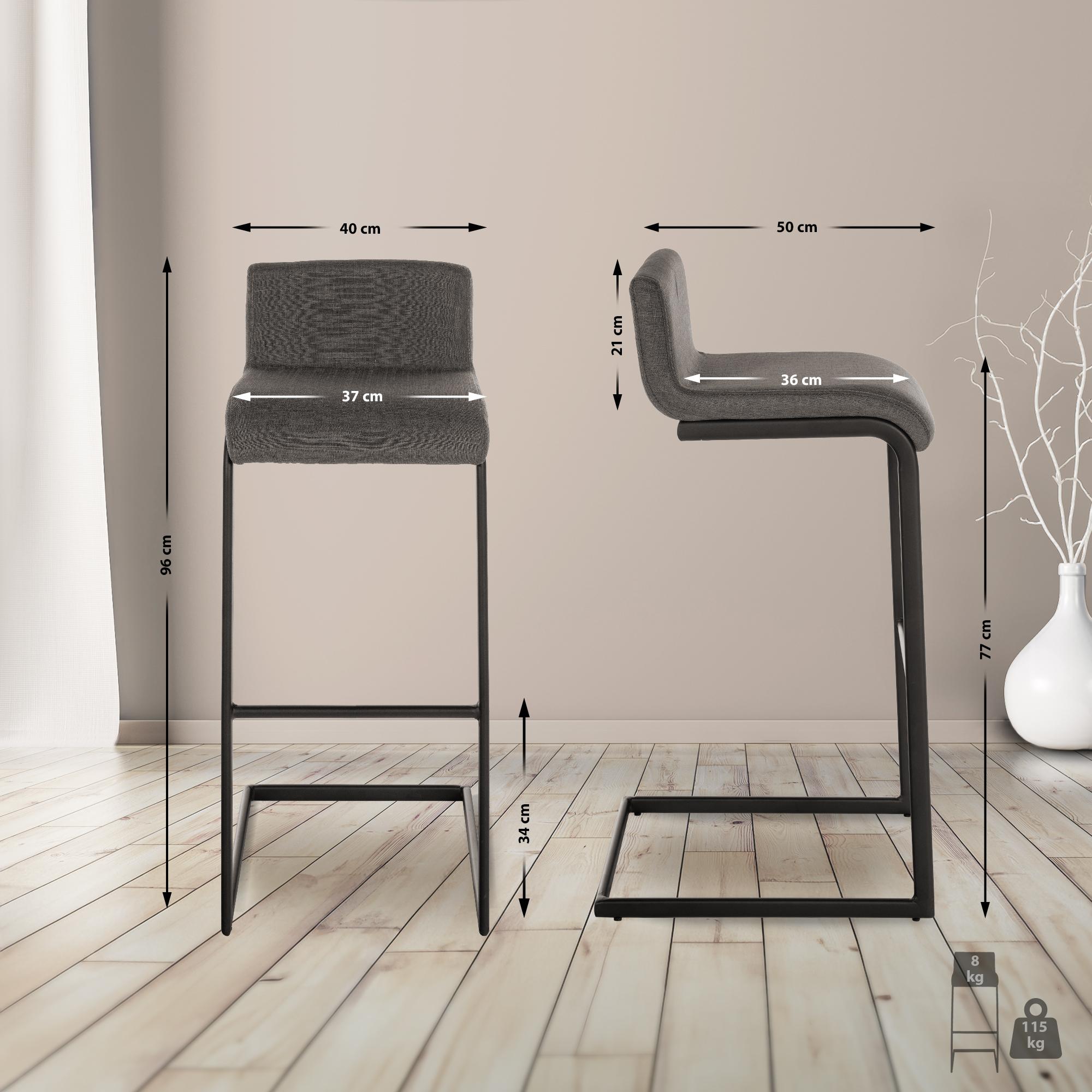 Barhocker Newport Stoff B, dunkelgrau