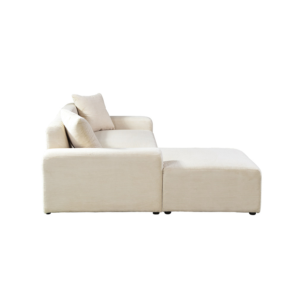Ecksofa AMELIO Cord Beige Links - 240 x 178 cm