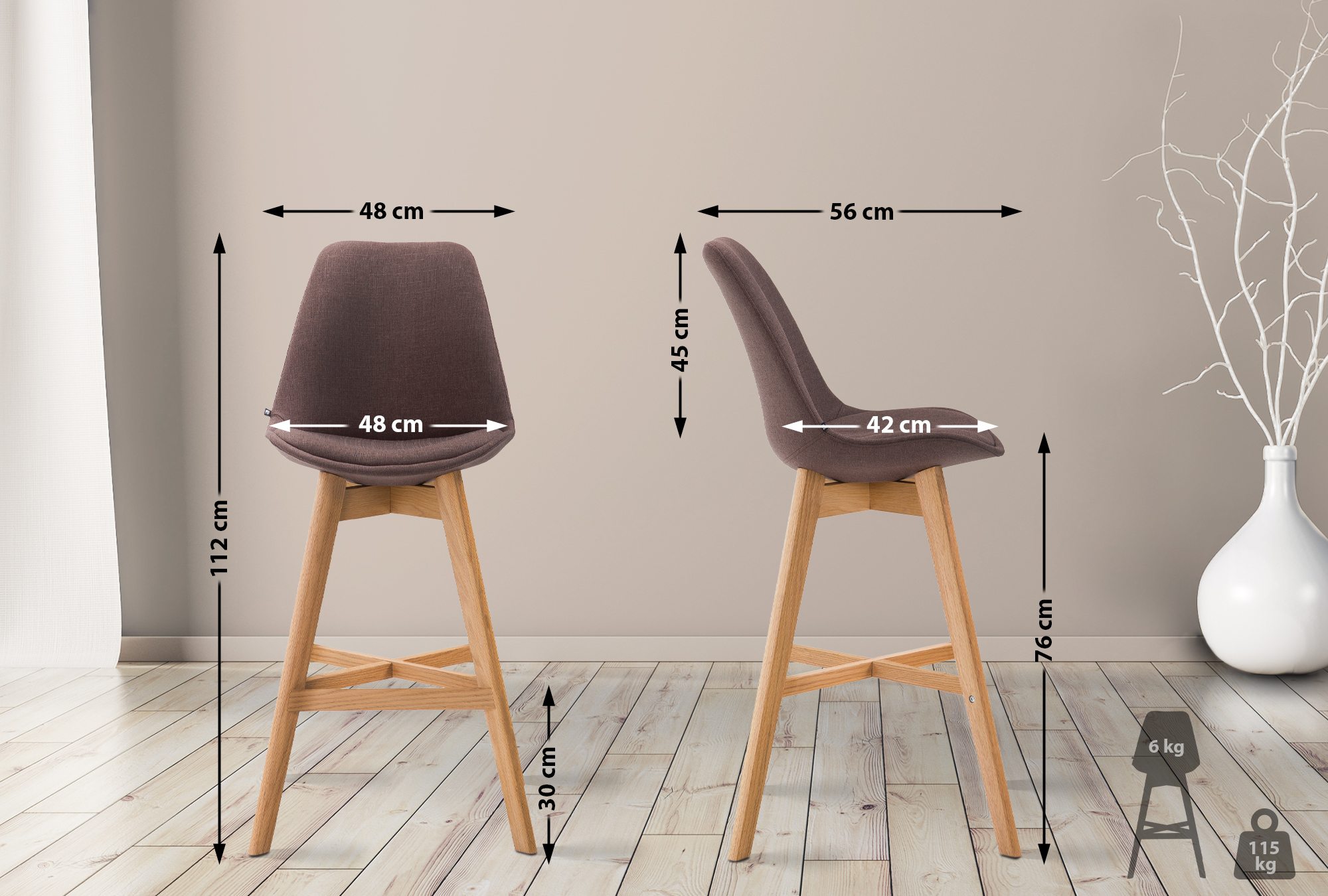 Barhocker Cannes Stoff Natura, braun