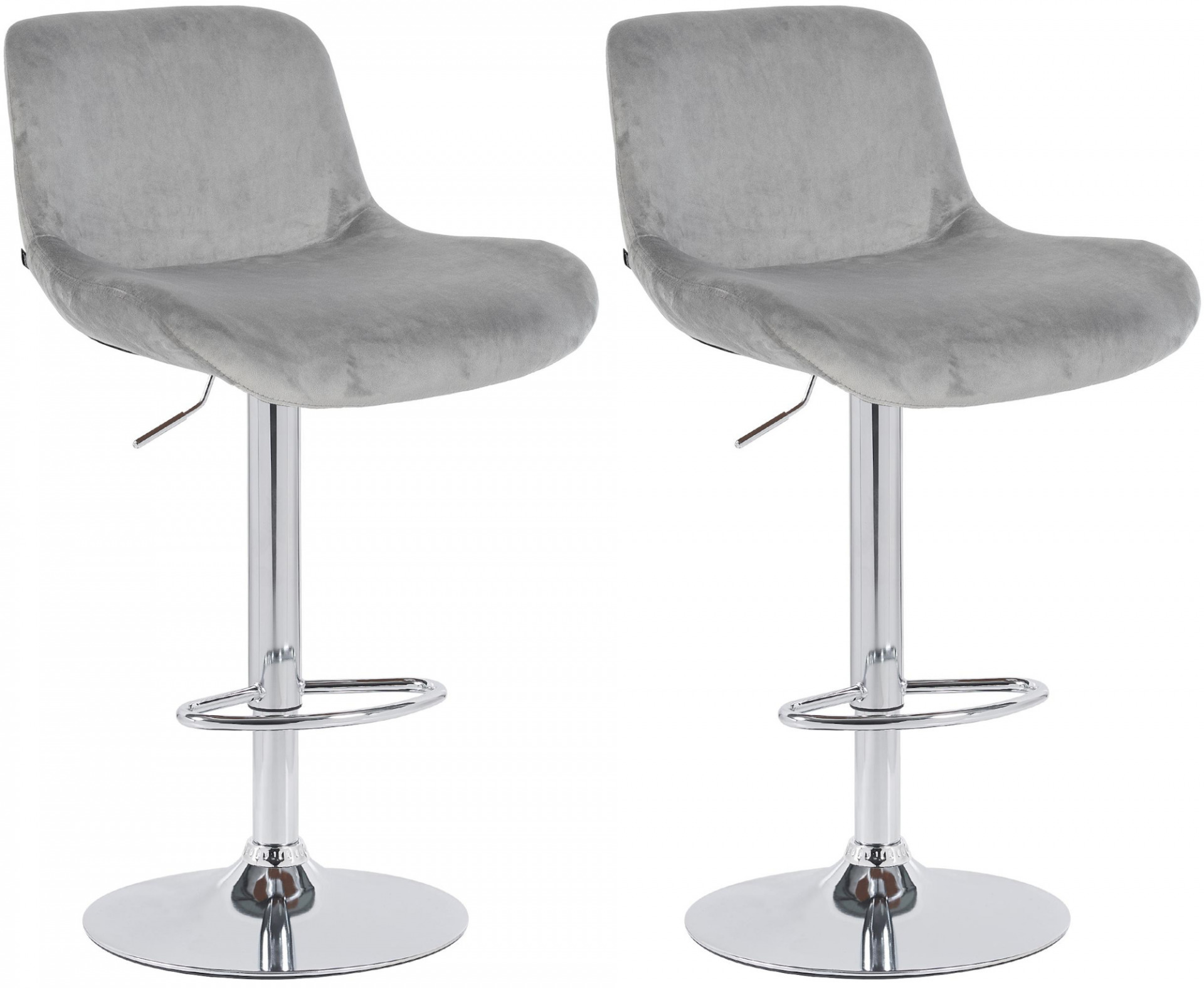 2er Set Barhocker Solon Chrom Samt, grau