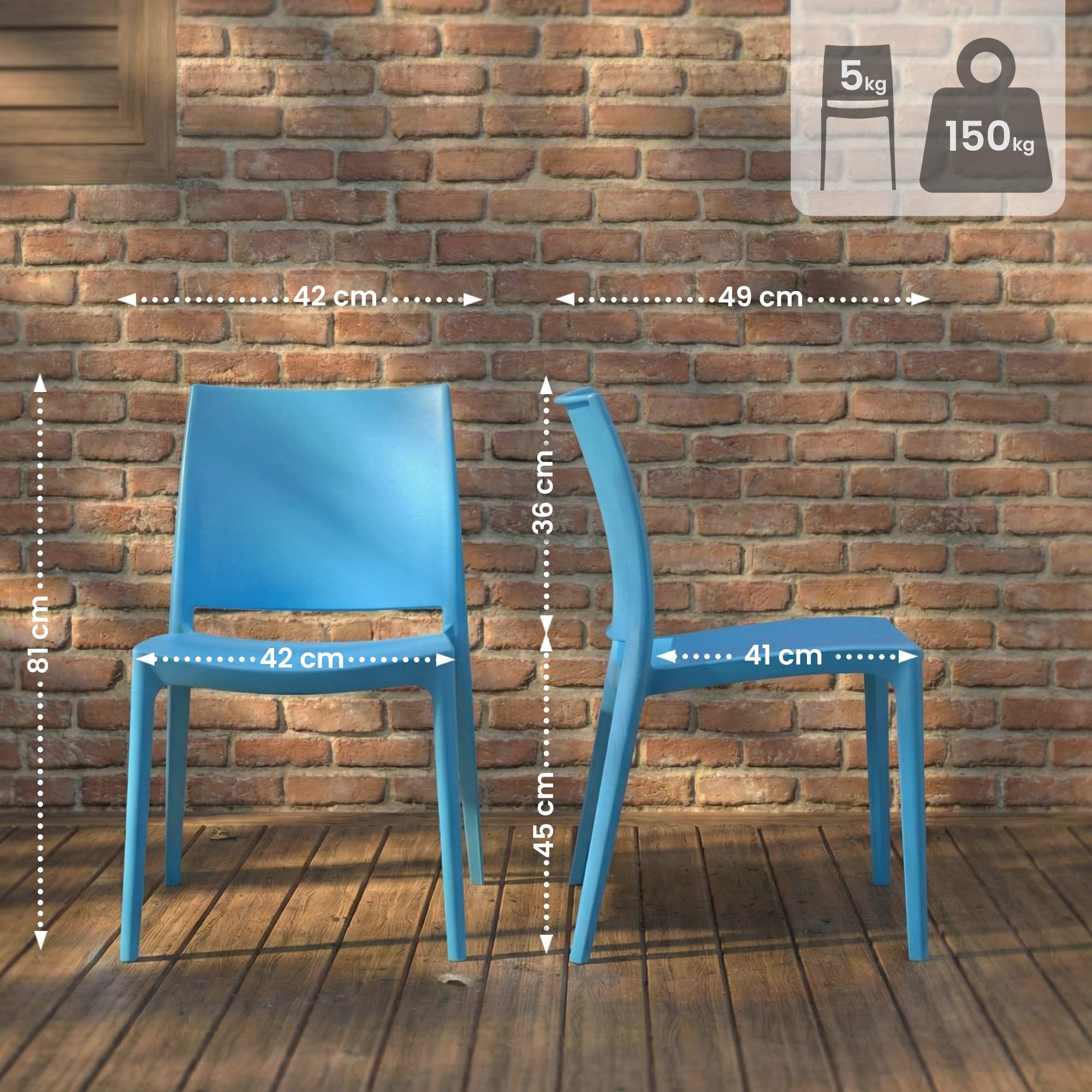 2er Set Stuhl Meton, blau