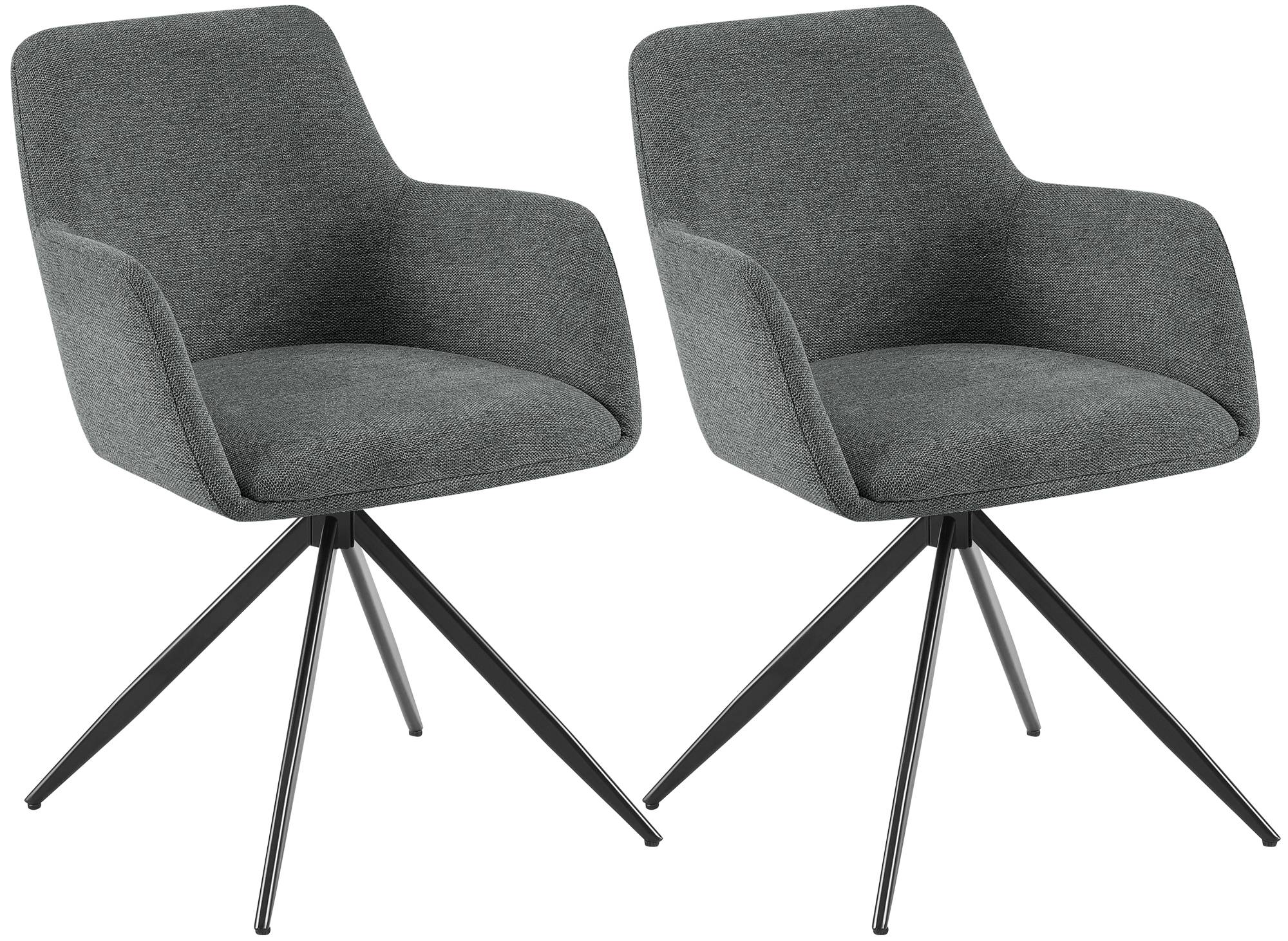 2er Set Esszimmerstuhl Olema Stoff, grau