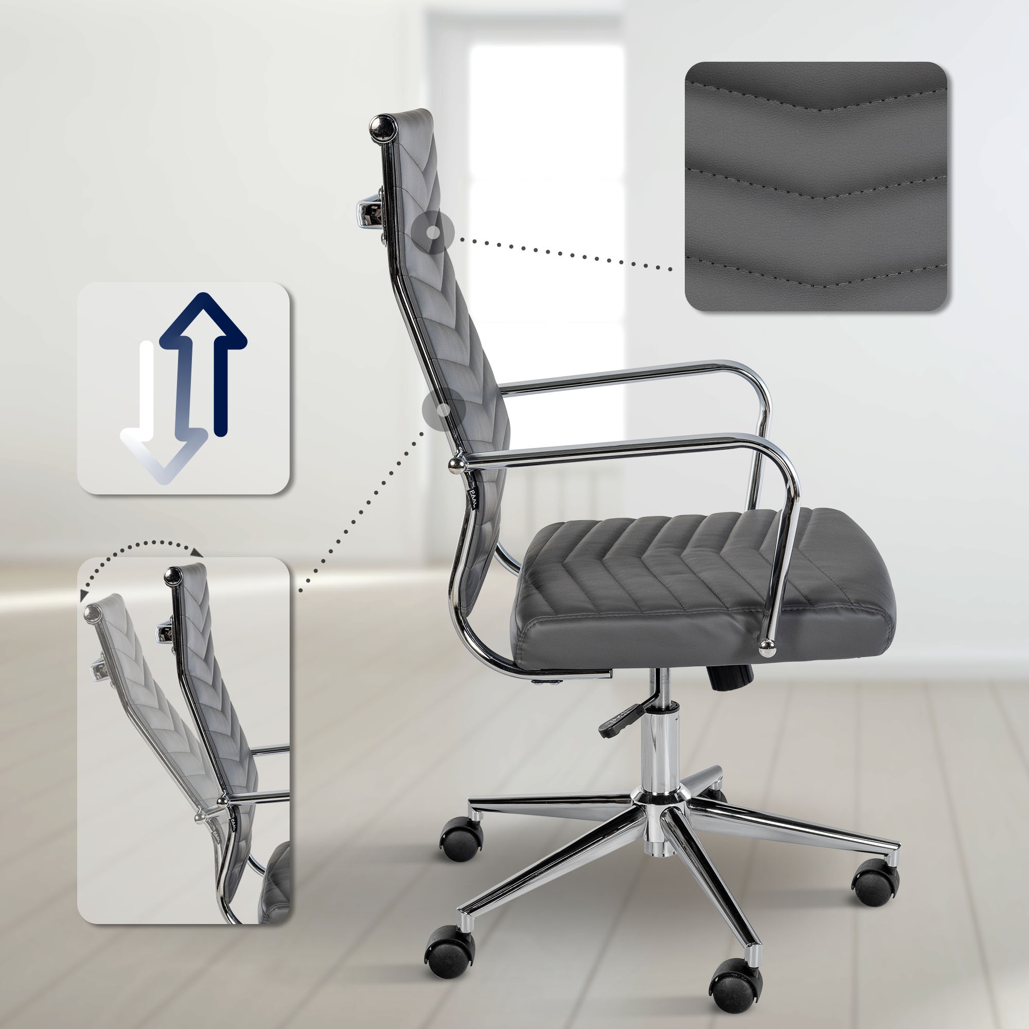 Bürostuhl Canby Kunstleder, grau