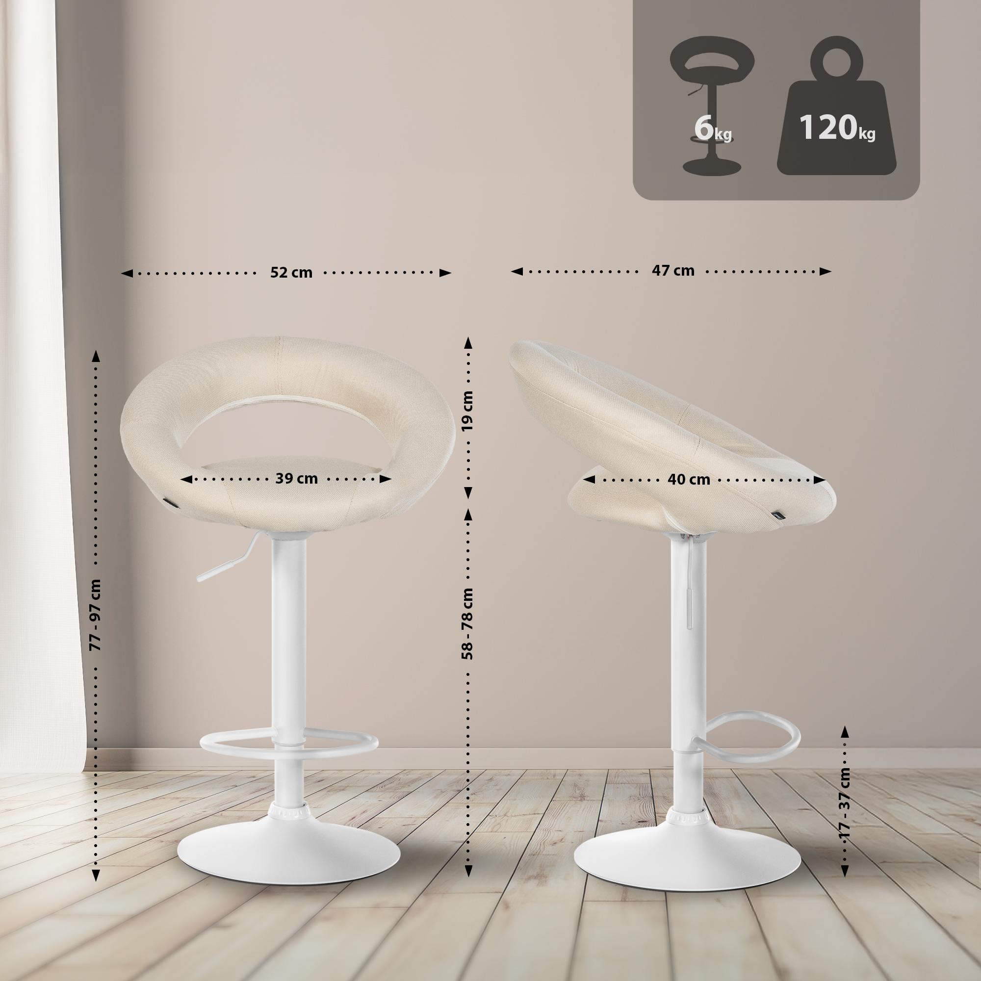 Barhocker Olinda Stoff weiß, creme