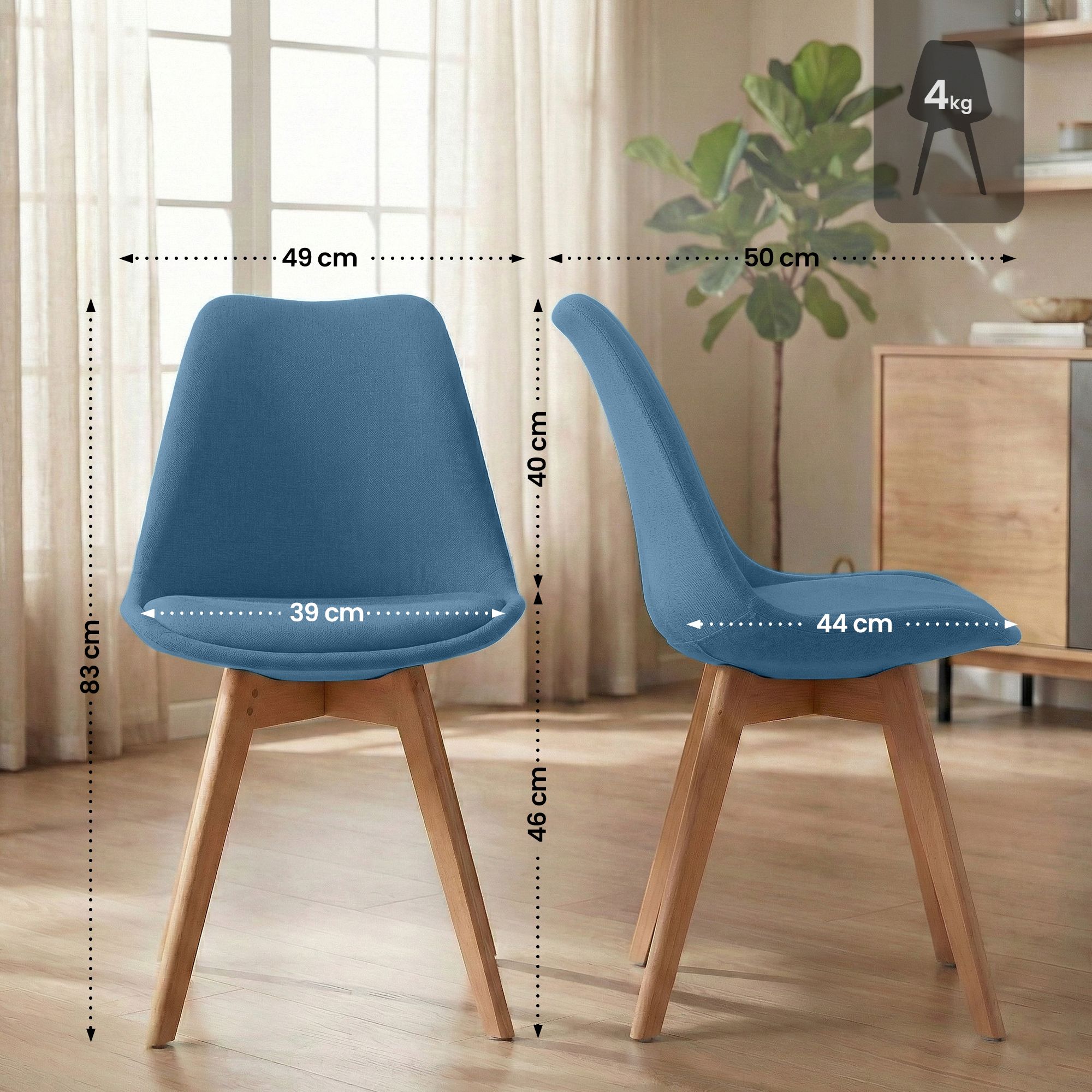 Stuhl Linares Stoff, blau