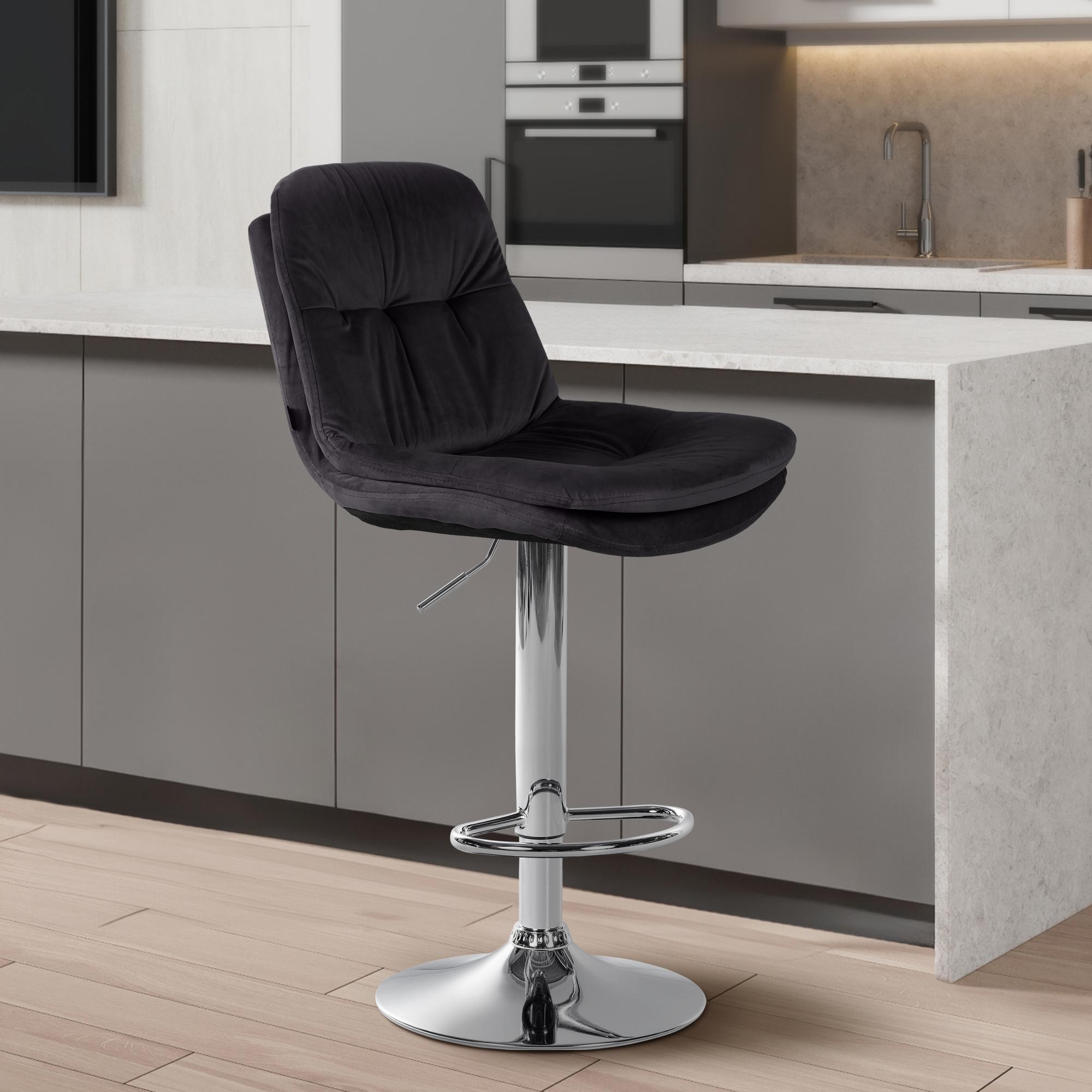 Barhocker Laurel Samt chrom, schwarz