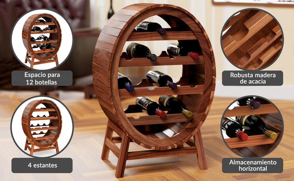Weinregal 12 Flaschen Weinfass Design