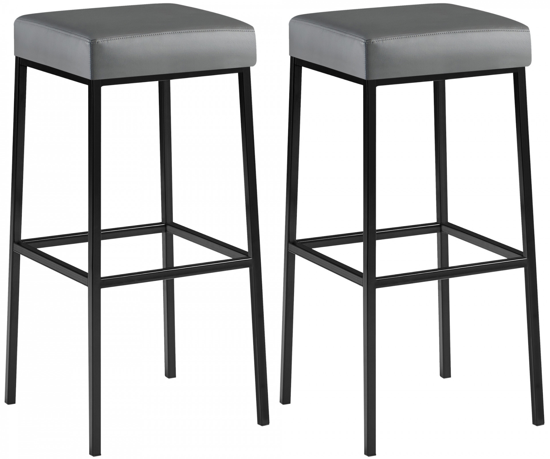2er Set Barhocker Montreal 85 Kunstleder schwarz, grau