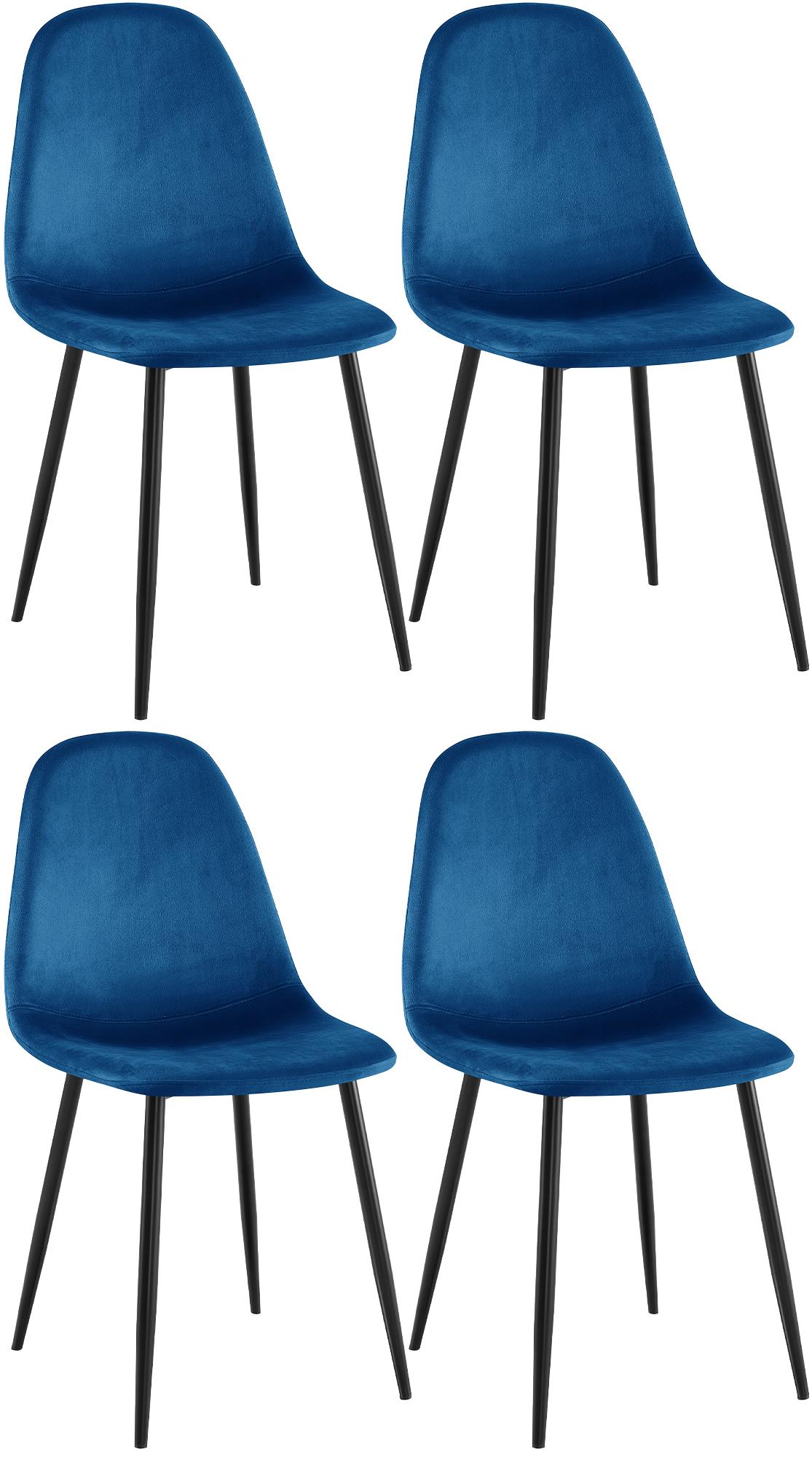 4er Set Esszimmerstühle Napier Samt, blau