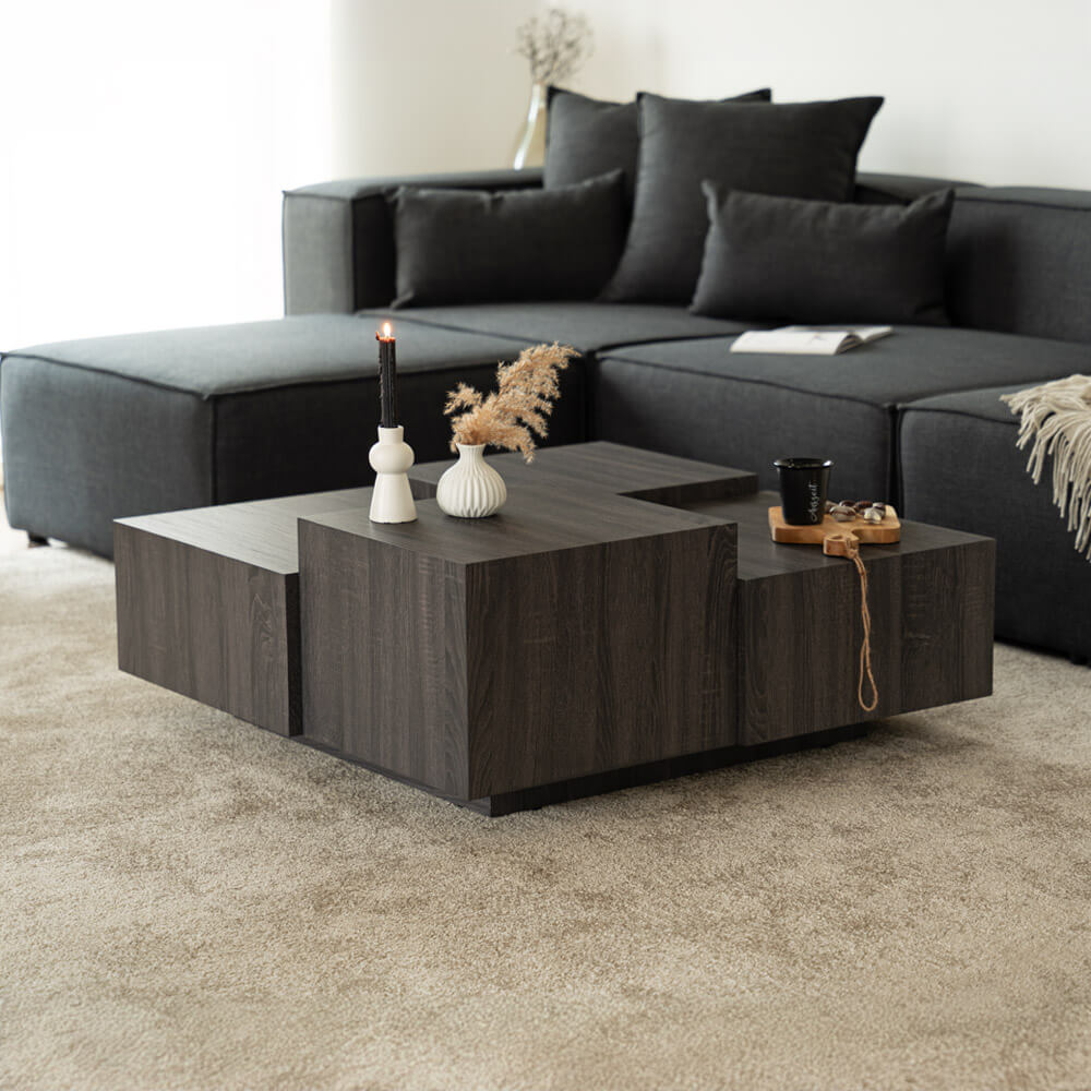 Couchtisch mit Schwebeeffekt NAYELI – 96 x 96 cm Dunkelbraun