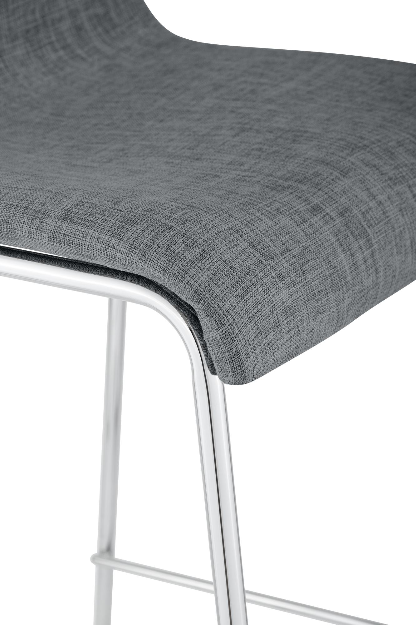 Barhocker Hoover Stoff 4-Fuß Gestell Chrom, hellgrau