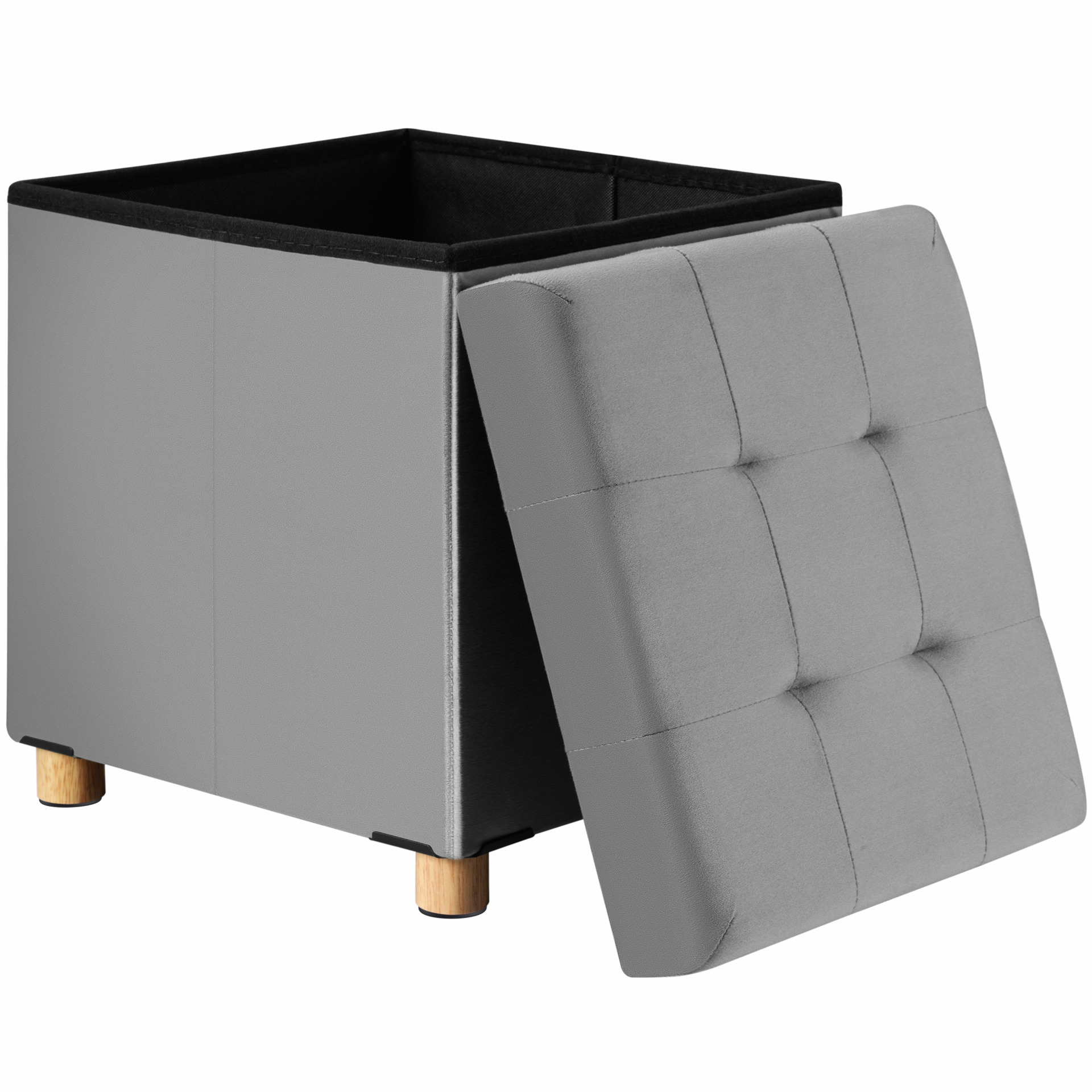 Sitzhocker Grau Samt 42x38x38cm faltbar