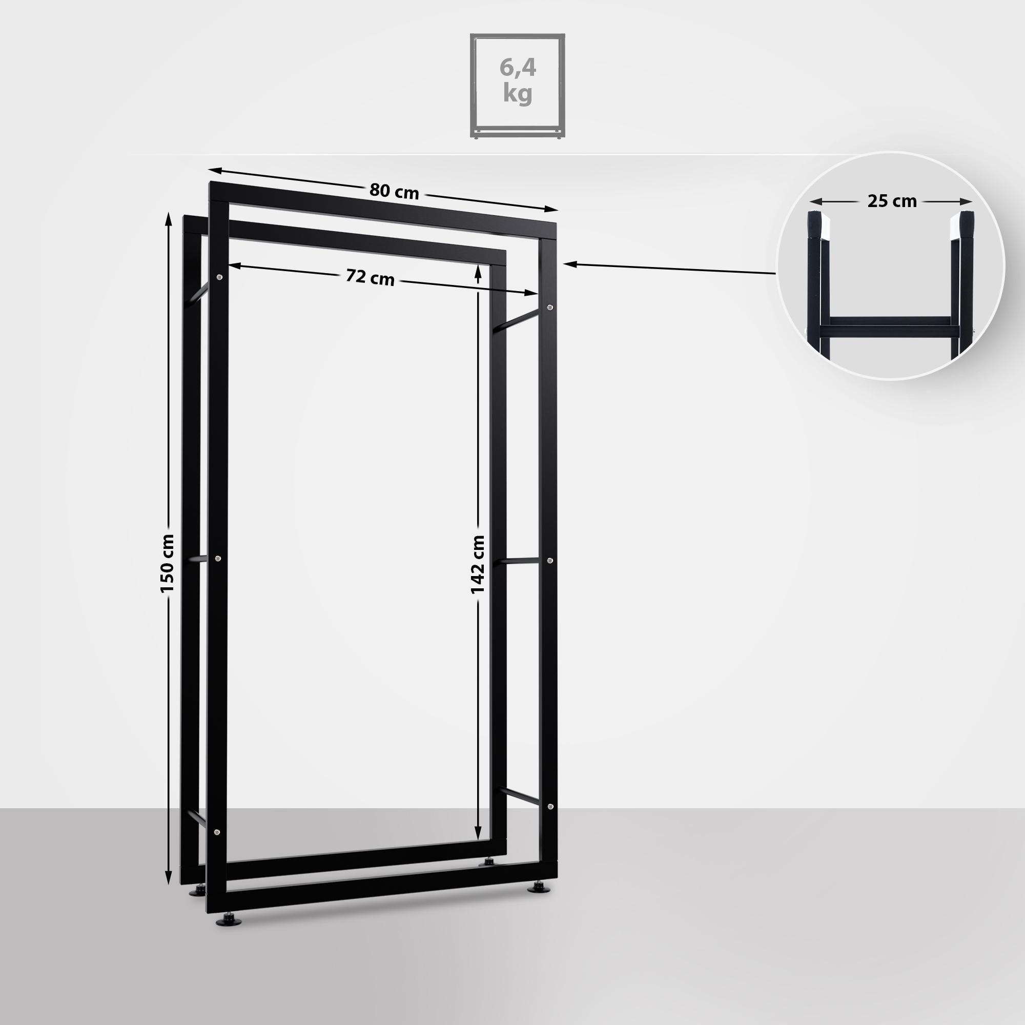 Kaminholzständer Keri V2 25x80x150, schwarz
