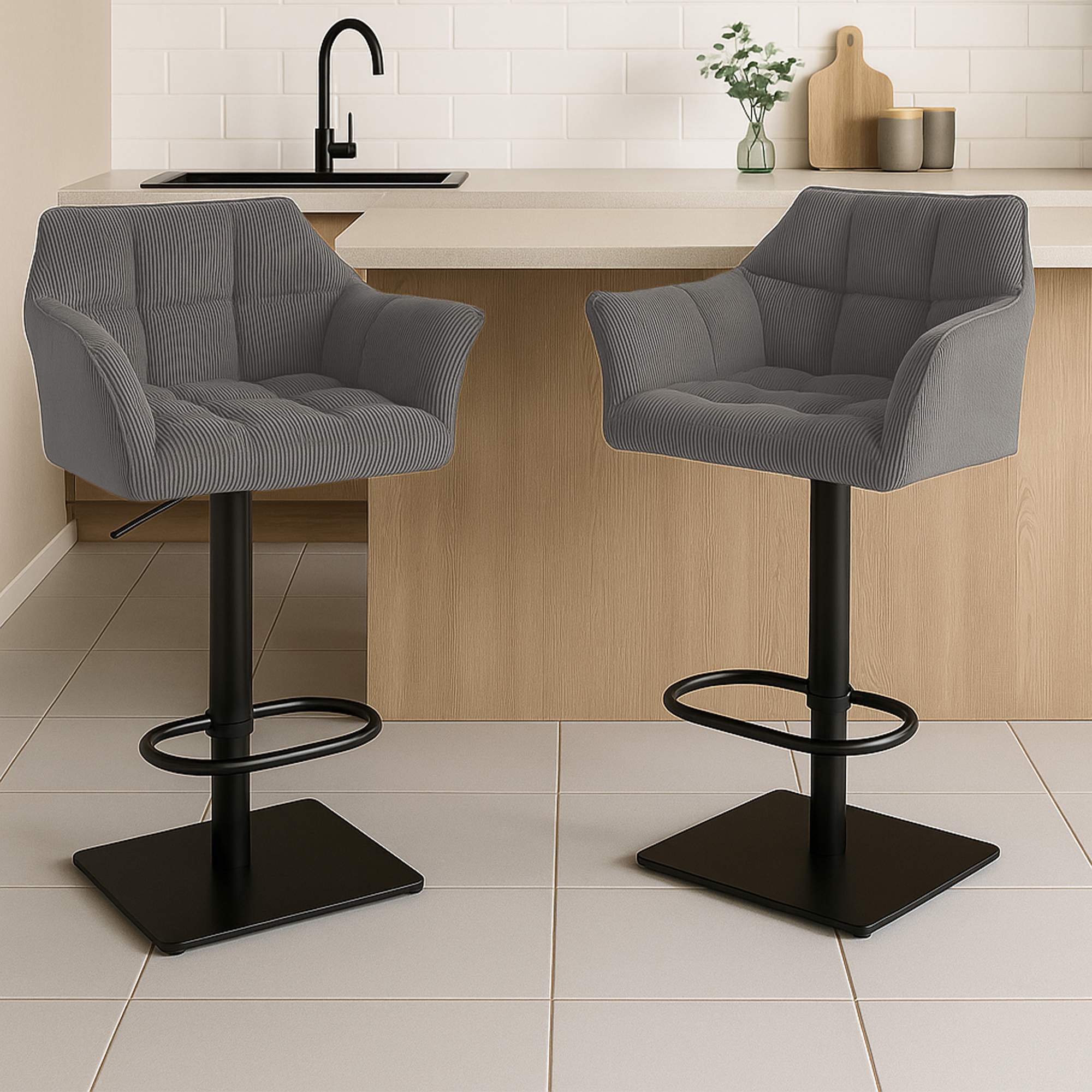 Barhocker Damaso B Cord, taupe