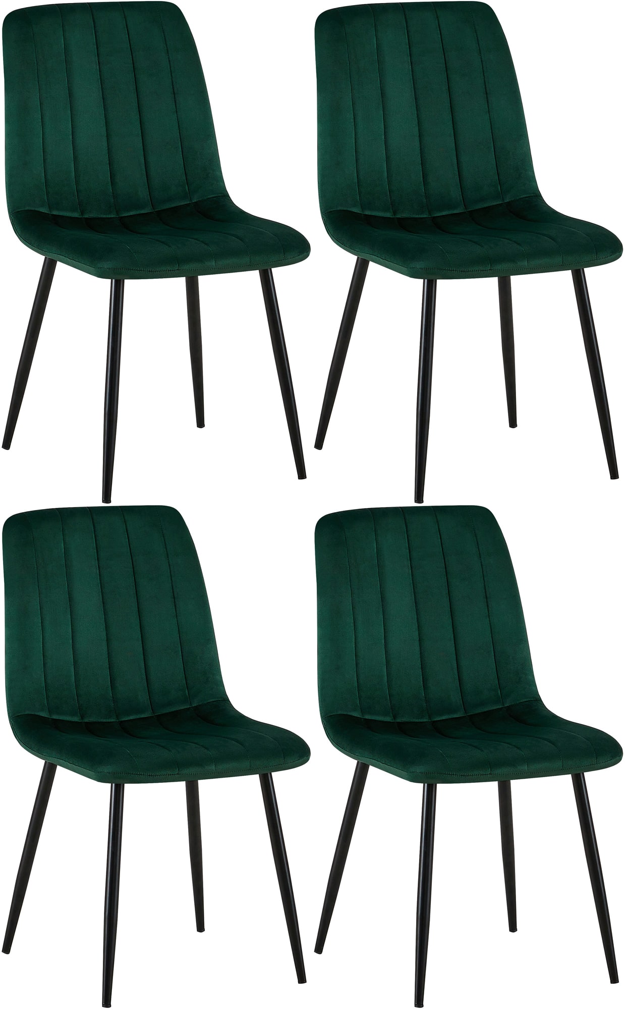4er Set Stühle Dijon Samt, grün
