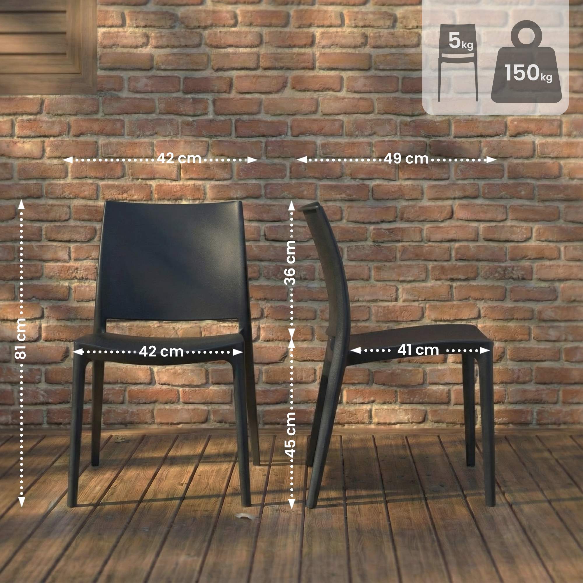 2er Set Stuhl Meton, schwarz