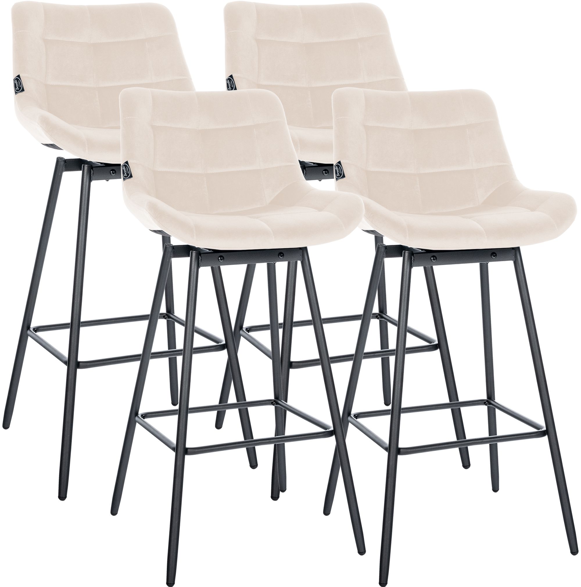 4er Set Barhocker Weston Schwenkbar Samt, creme