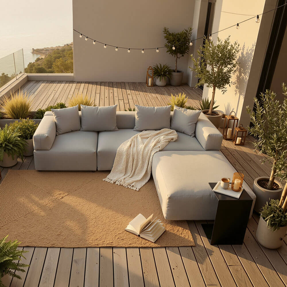 Modulares Outdoor Sofa ALAZIA Hellgrau - XL