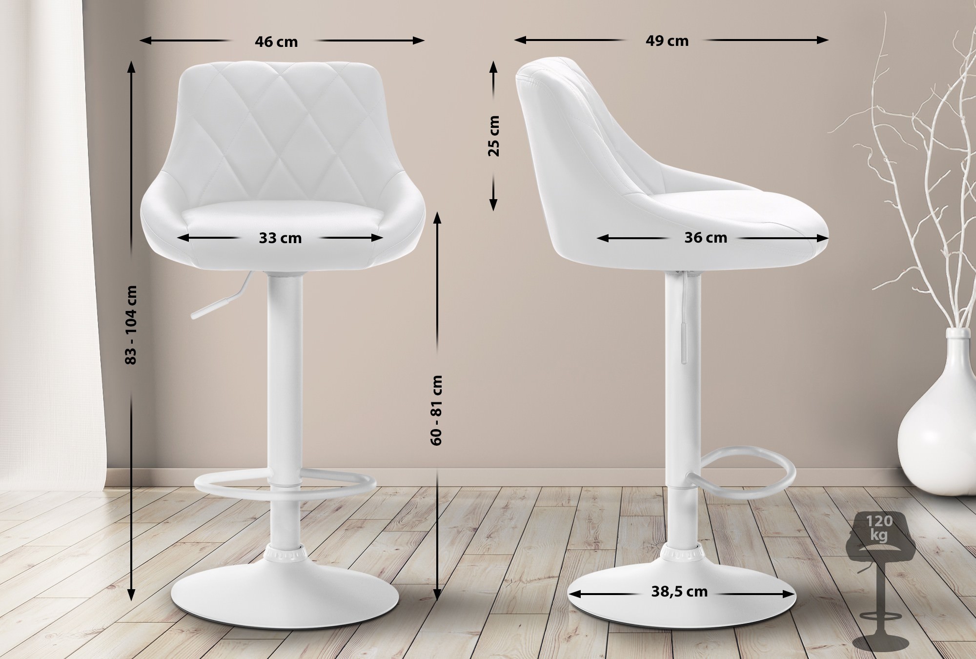 Barhocker Lazio Kunstleder weiß, weiß