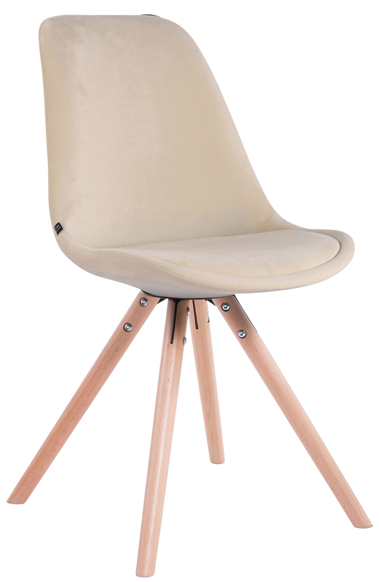 4er Set Stühle Toulouse Samt Rund natura, creme