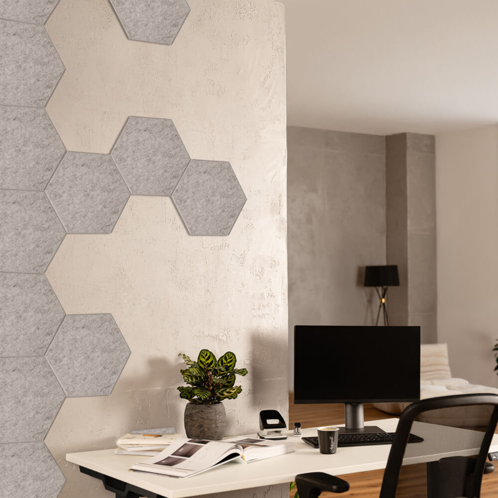 Akustikplatten Hexagon selbstklebend SILENT - 10er Set Hellgrau