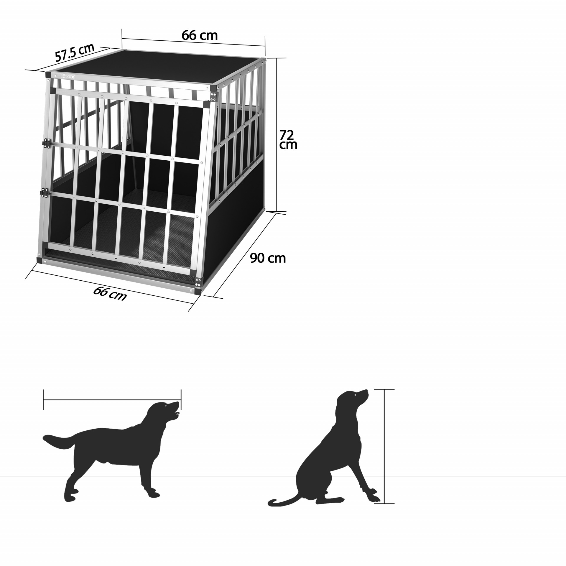Hundetransportbox L Alu 90x66x72cm