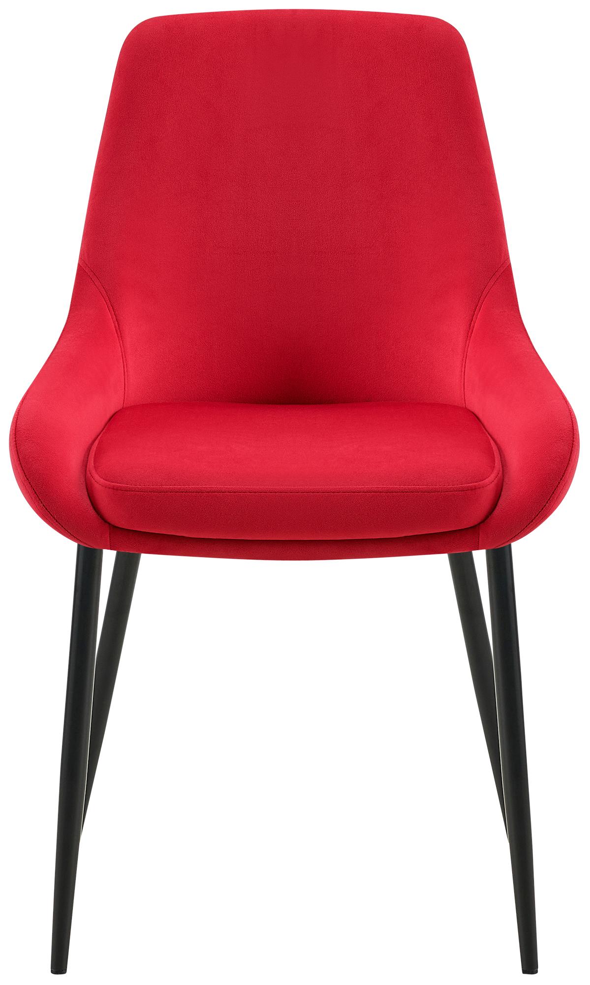 2er Set Esszimmerstuhl Elmira Samt schwarz, rot