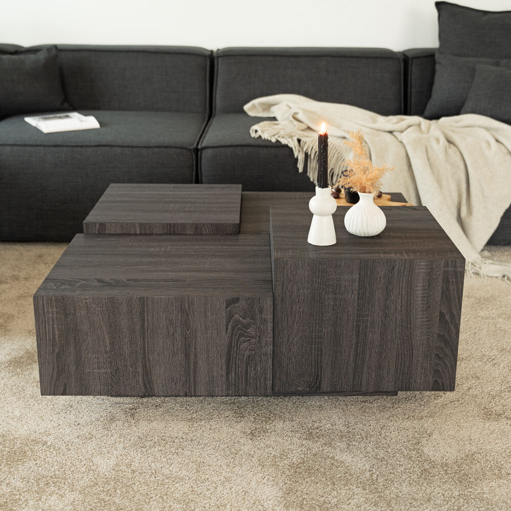 Couchtisch mit Schwebeeffekt NAYELI – 96 x 96 cm Dunkelbraun