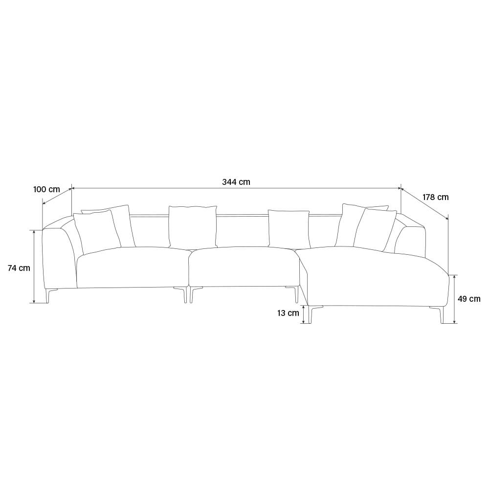 Ecksofa TORINO - 344 x 178 cm Beige Rechts