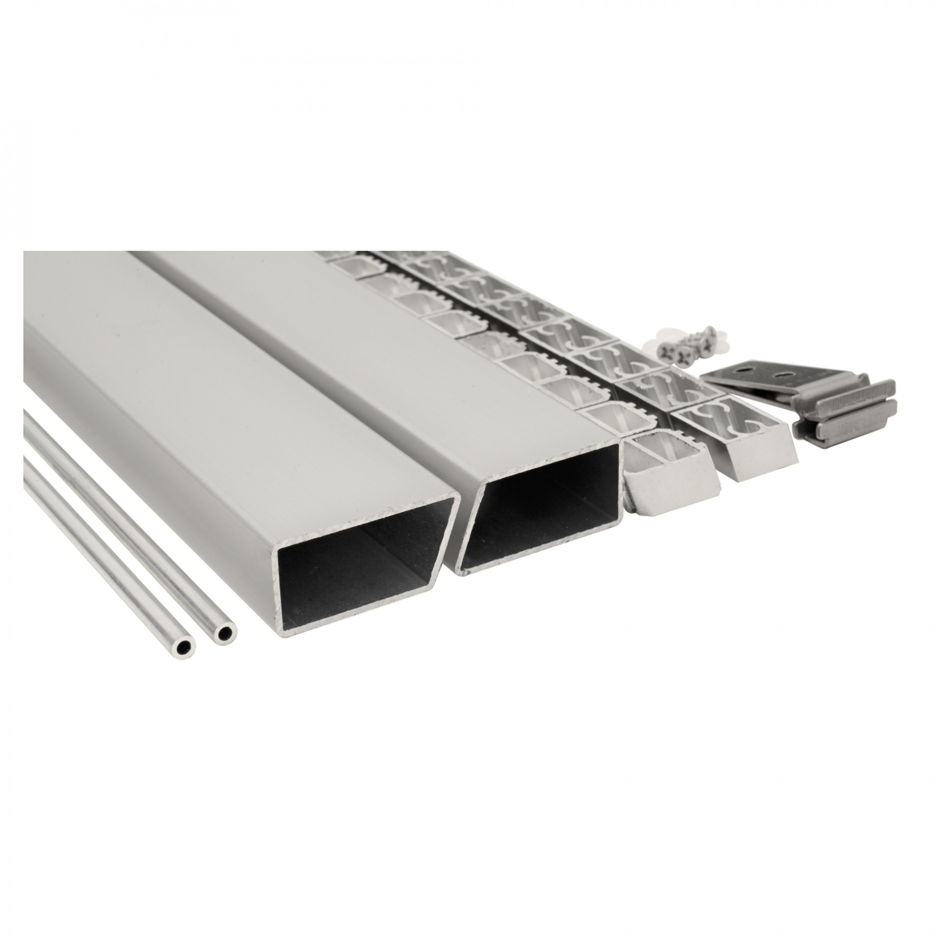 HANÖ-Serie Montageset SILBER, 20 x 75 x 1793 mm, mit Start- & Abschluss, Befestigung und Abstandhaltern