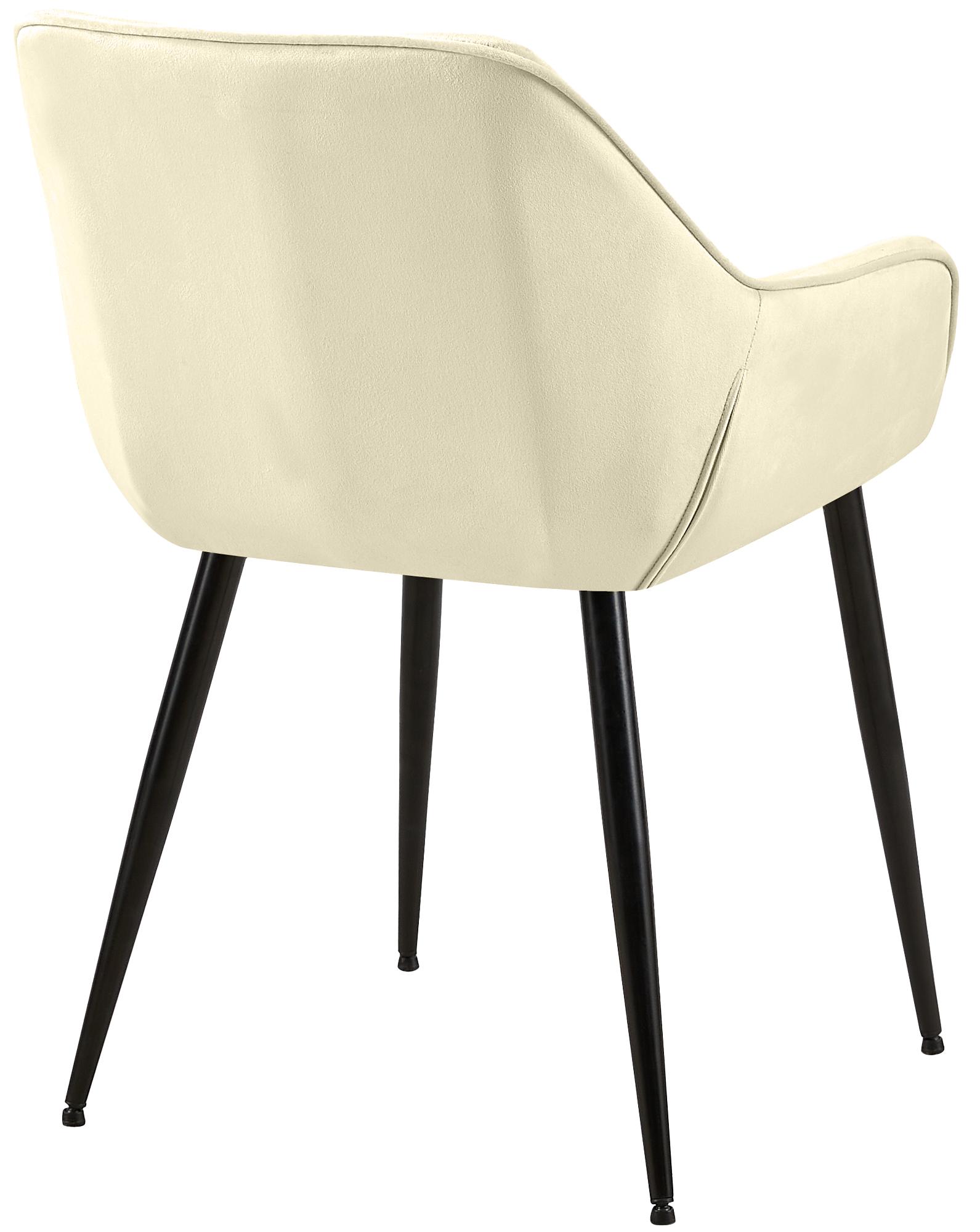 2er Set Esszimmerstuhl Vessa Samt, creme