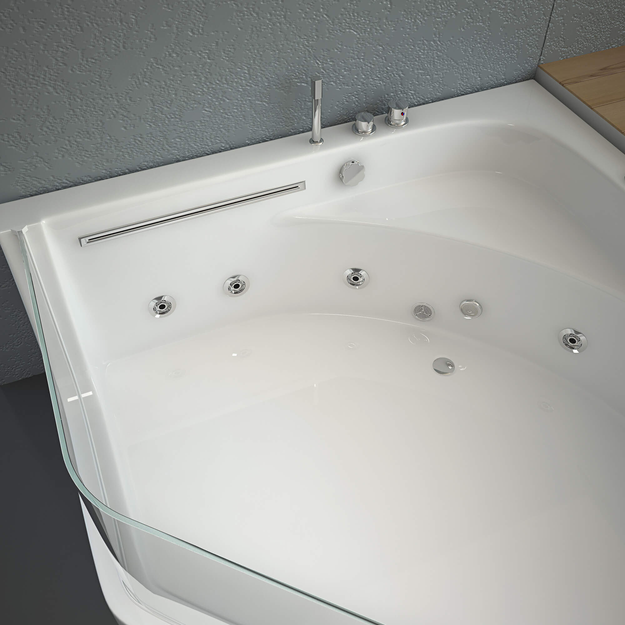 Whirlpool Badewanne mit Lichttherapie PACIFICO - 150 x 150 cm