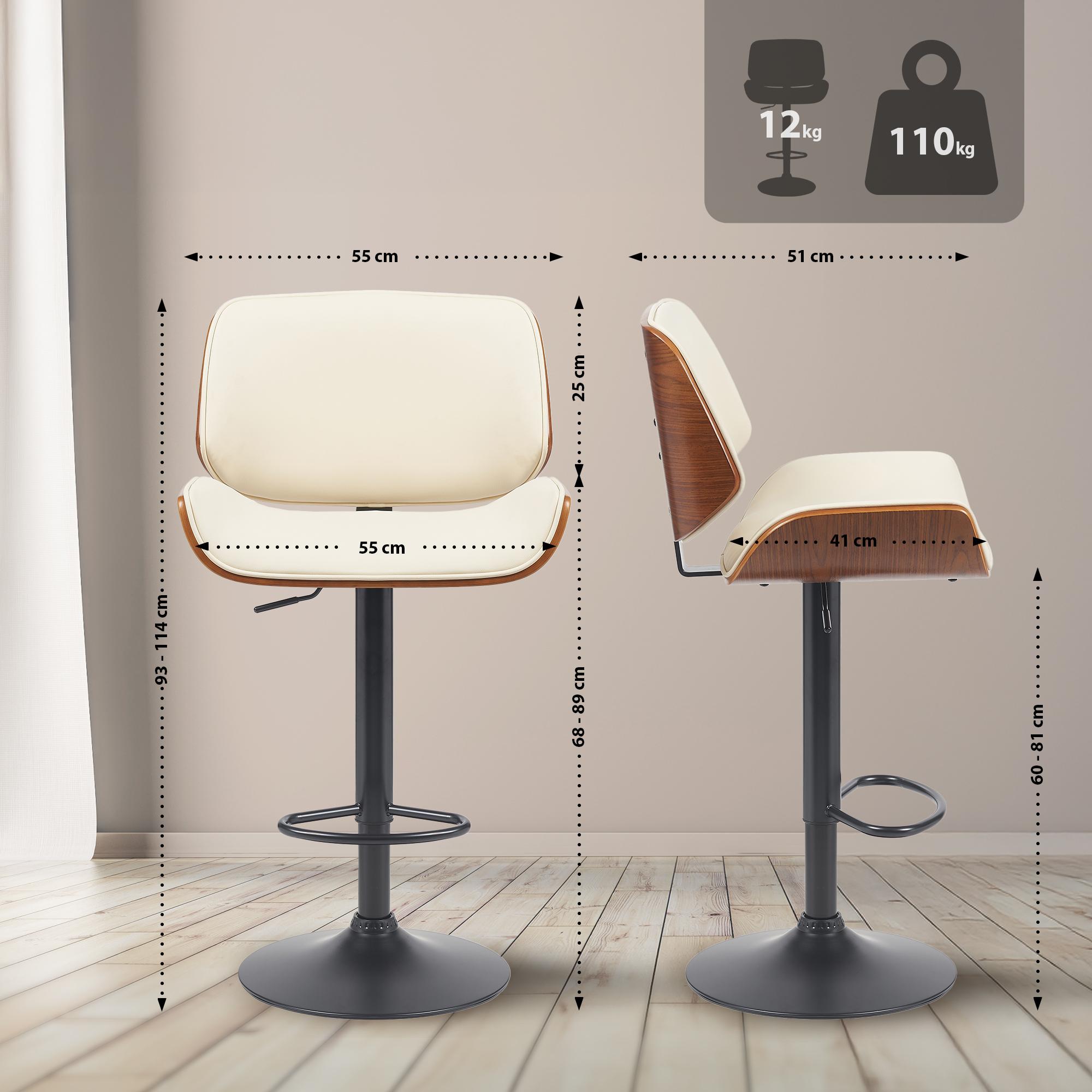 Barhocker Beverley B Kunstleder, walnuss/creme