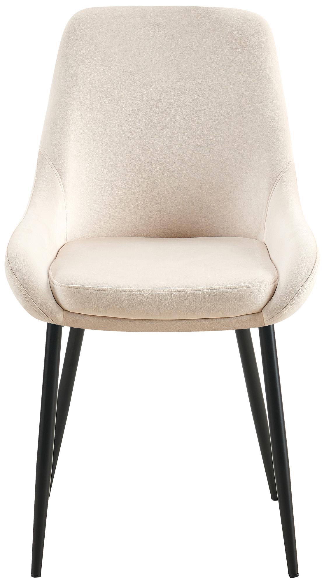 2er Set Esszimmerstuhl Elmira Samt schwarz, creme