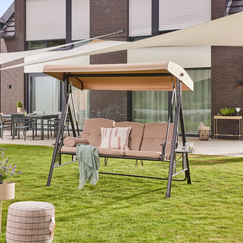 Hollywoodschaukel 3-Sitzer DESCANSO - 115 x 198 cm Beige