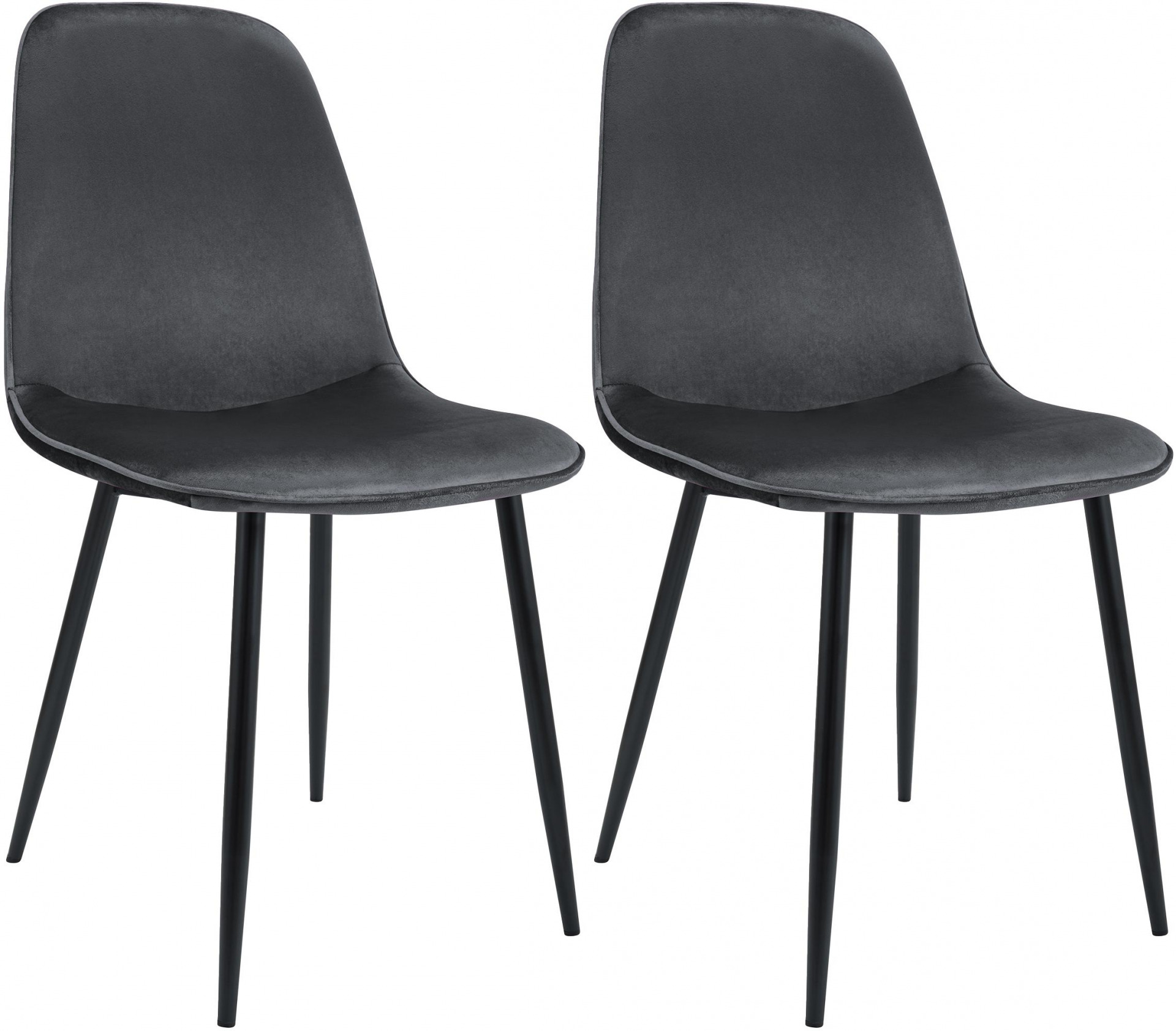 2er Set Esszimmerstuhl Maryam Samt, dunkelgrau