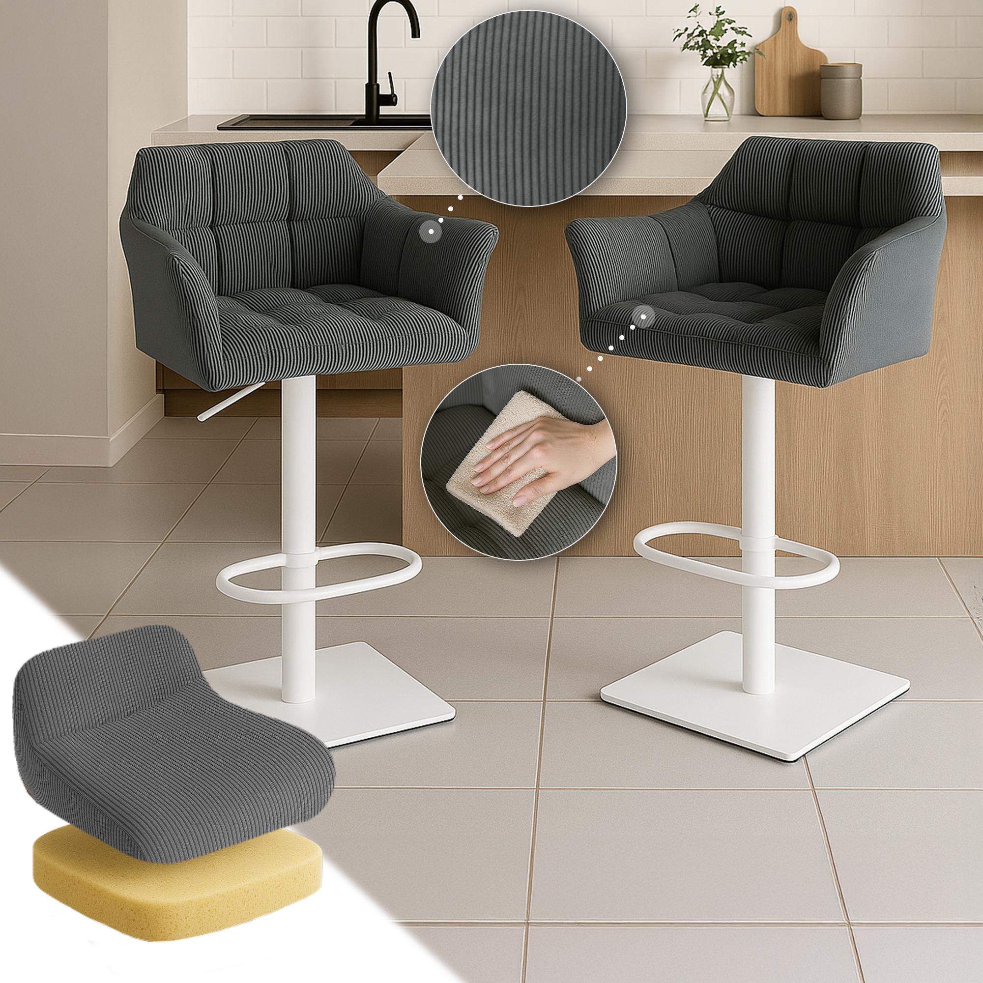 Barhocker Damaso W Cord, grau