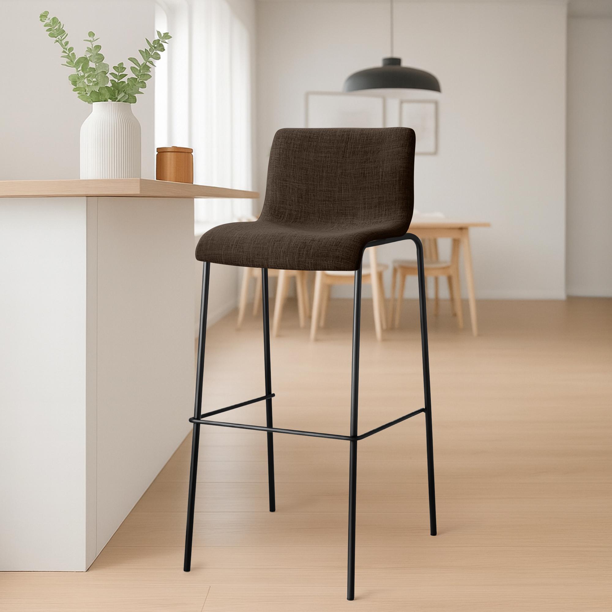 Barhocker Hoover Stoff 4-Fuß Gestell schwarz, braun